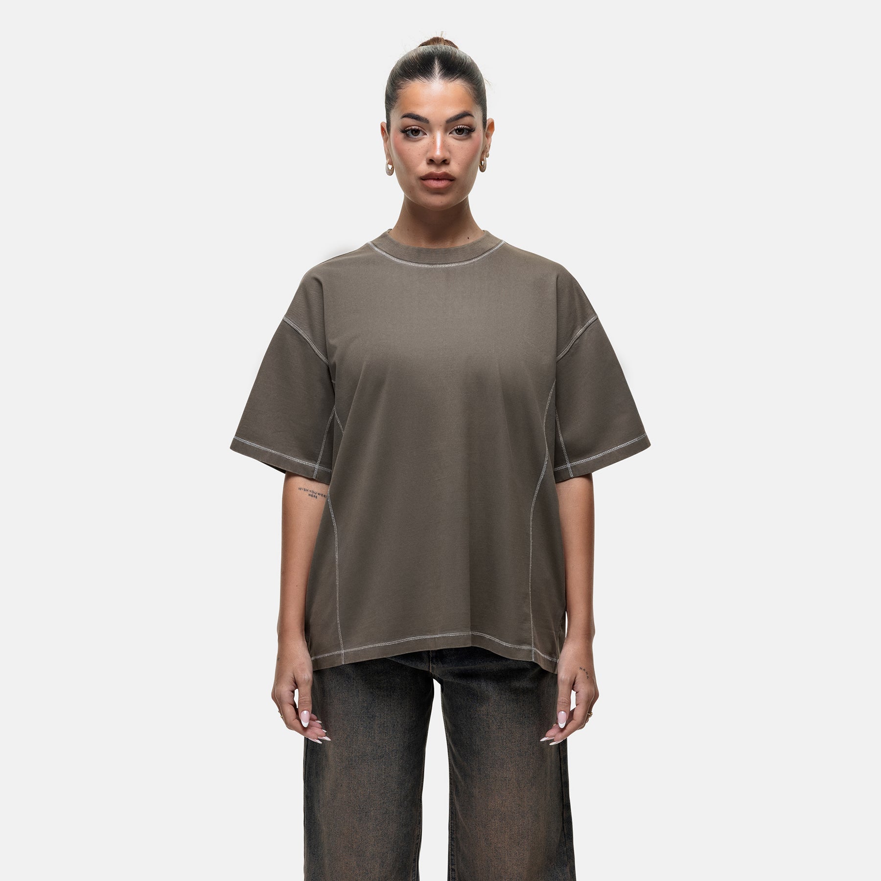 Overlock Washed Taupe T-shirt