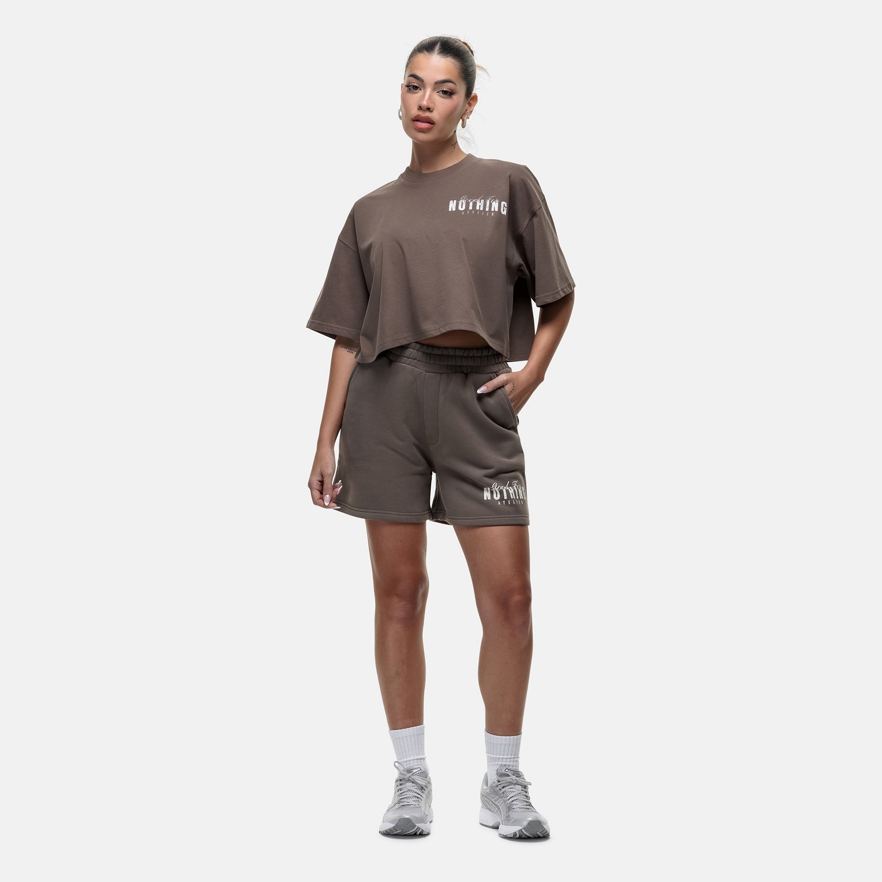 Washed Butterfly Taupe Shorts