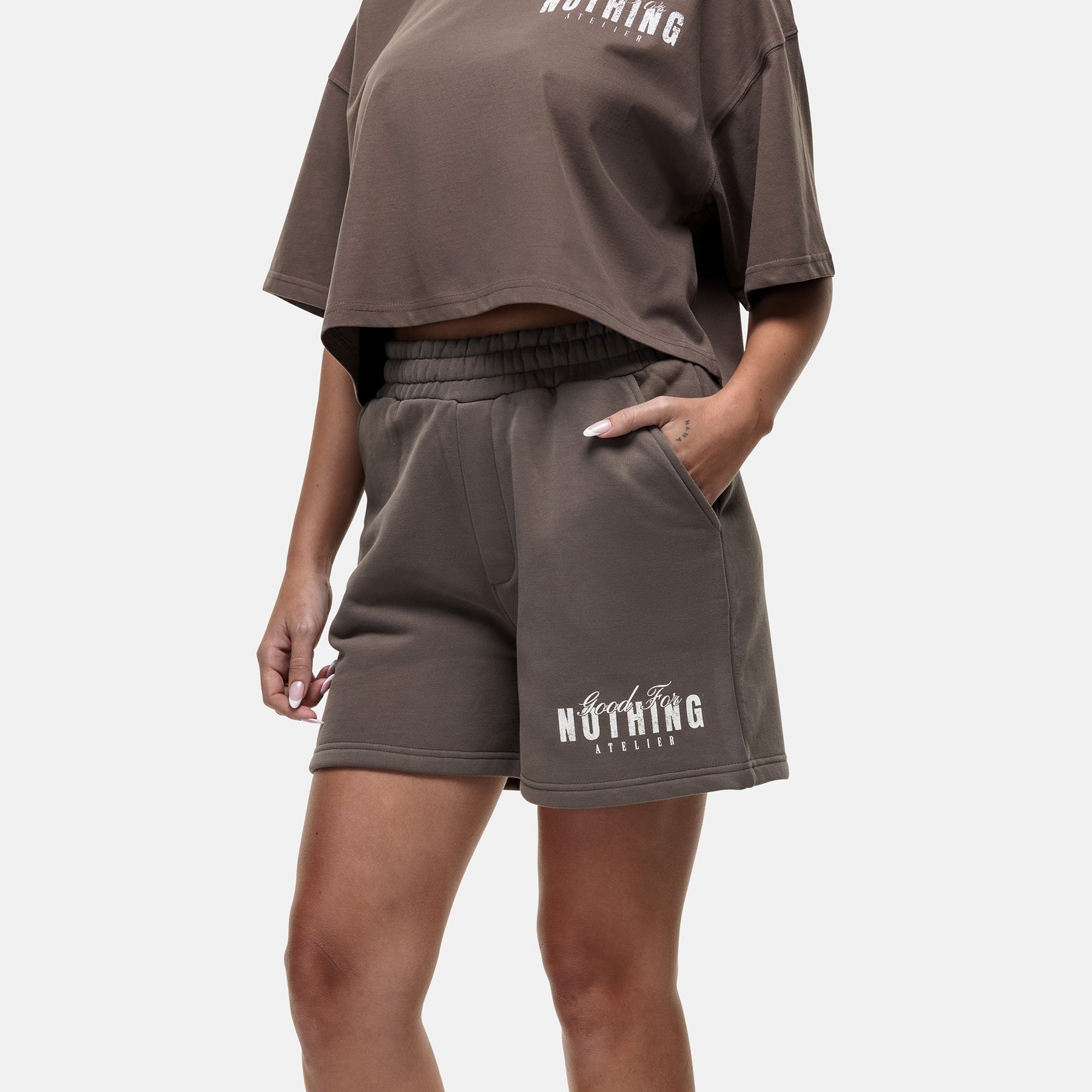 Washed Butterfly Taupe Shorts