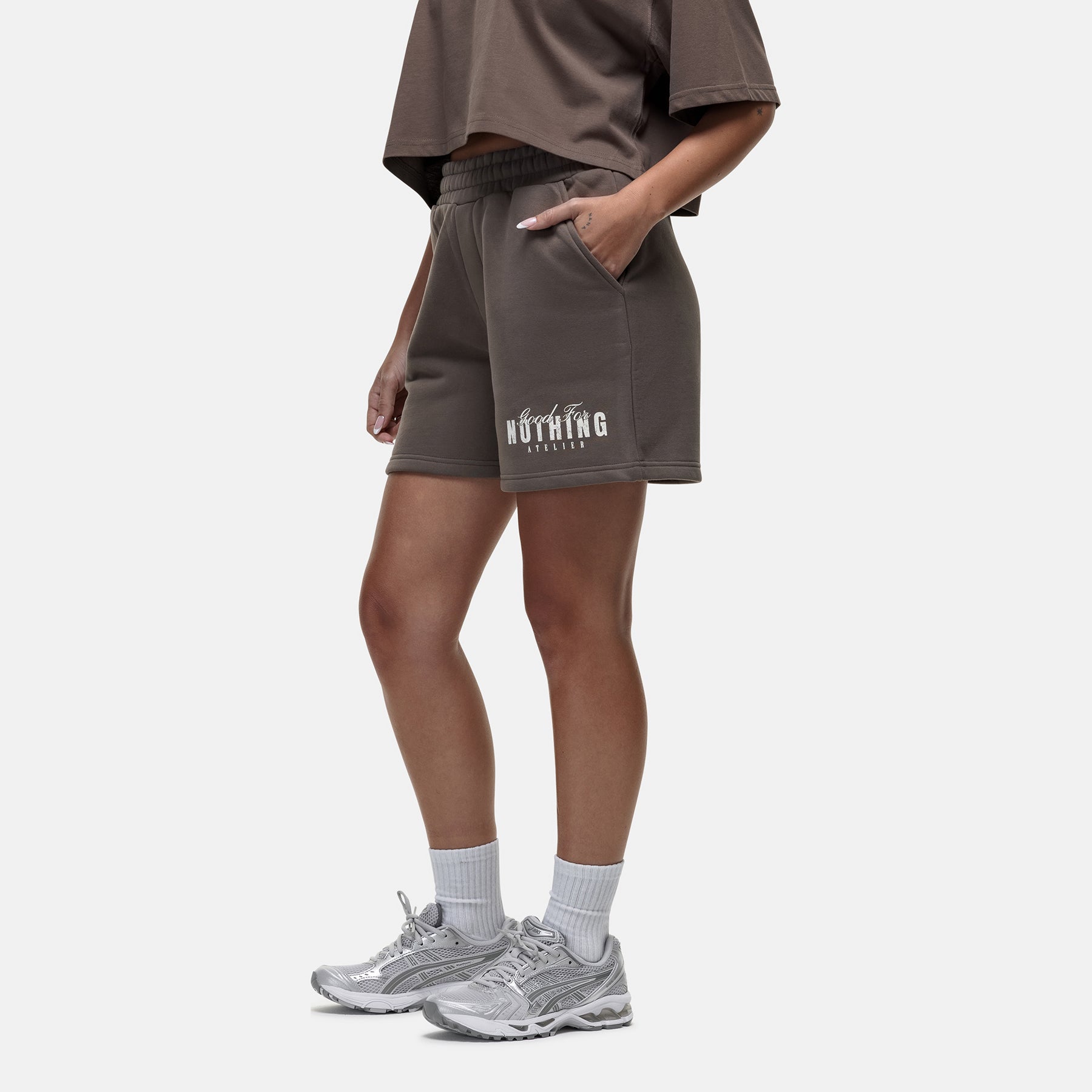 Washed Butterfly Taupe Shorts