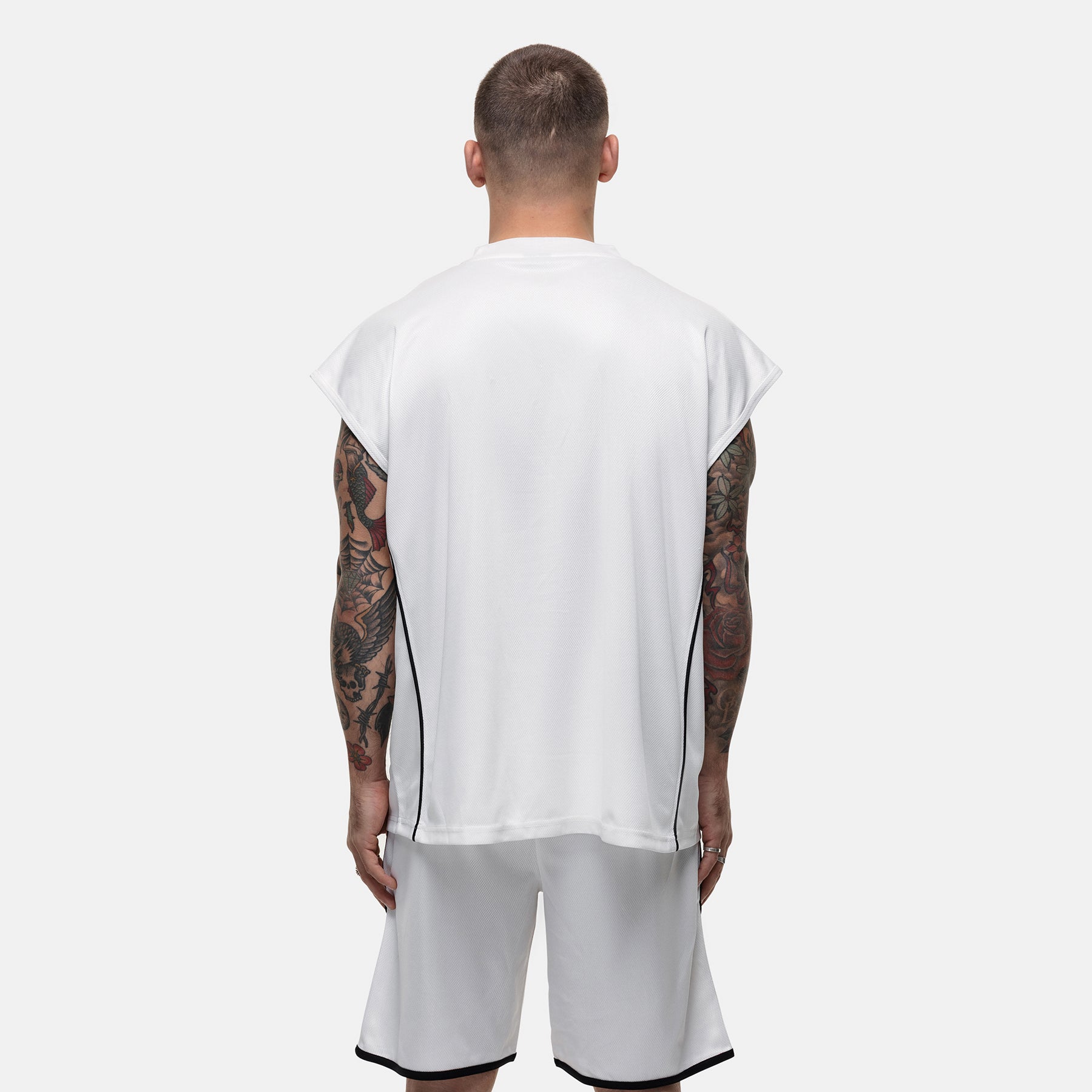 Atelier Mesh White Sleeveless T-shirt