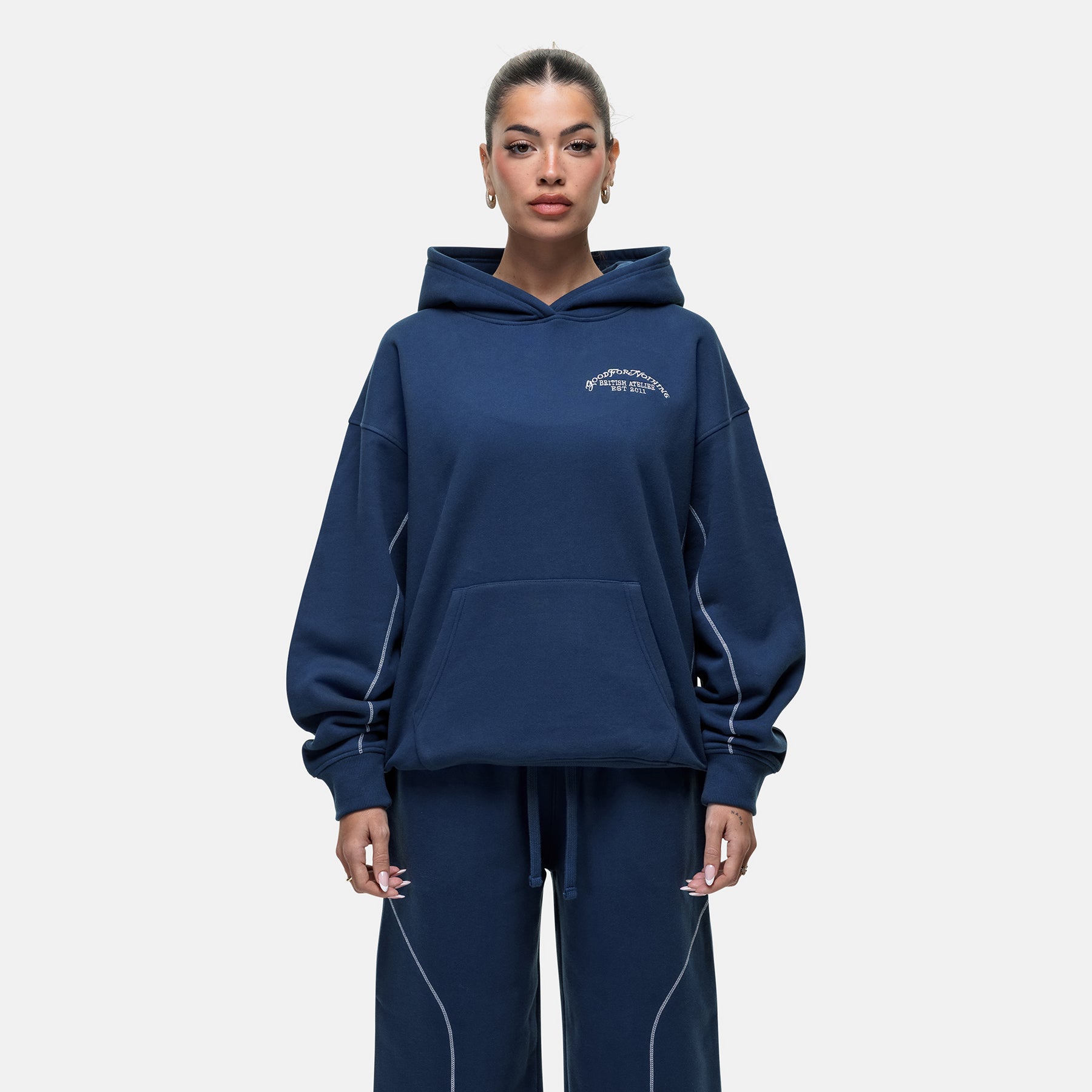 Overlock Washed Blue Hoodie