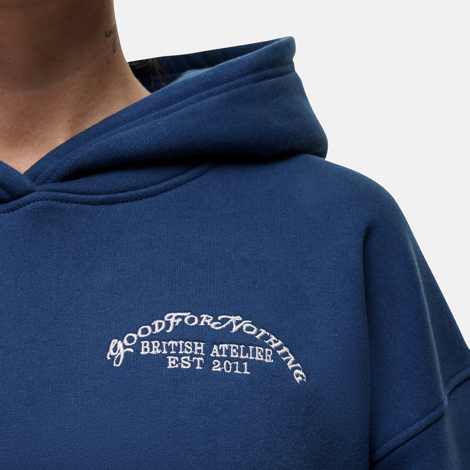 Overlock Washed Blue Hoodie