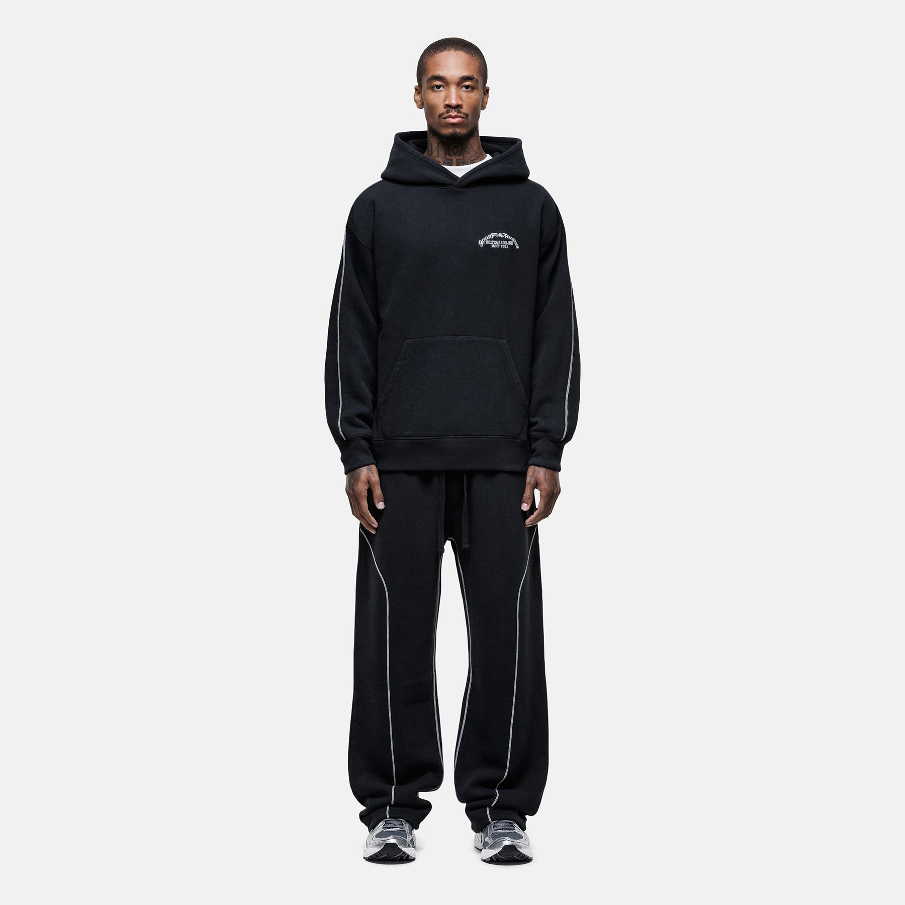Overlock Washed Black Sweatpants