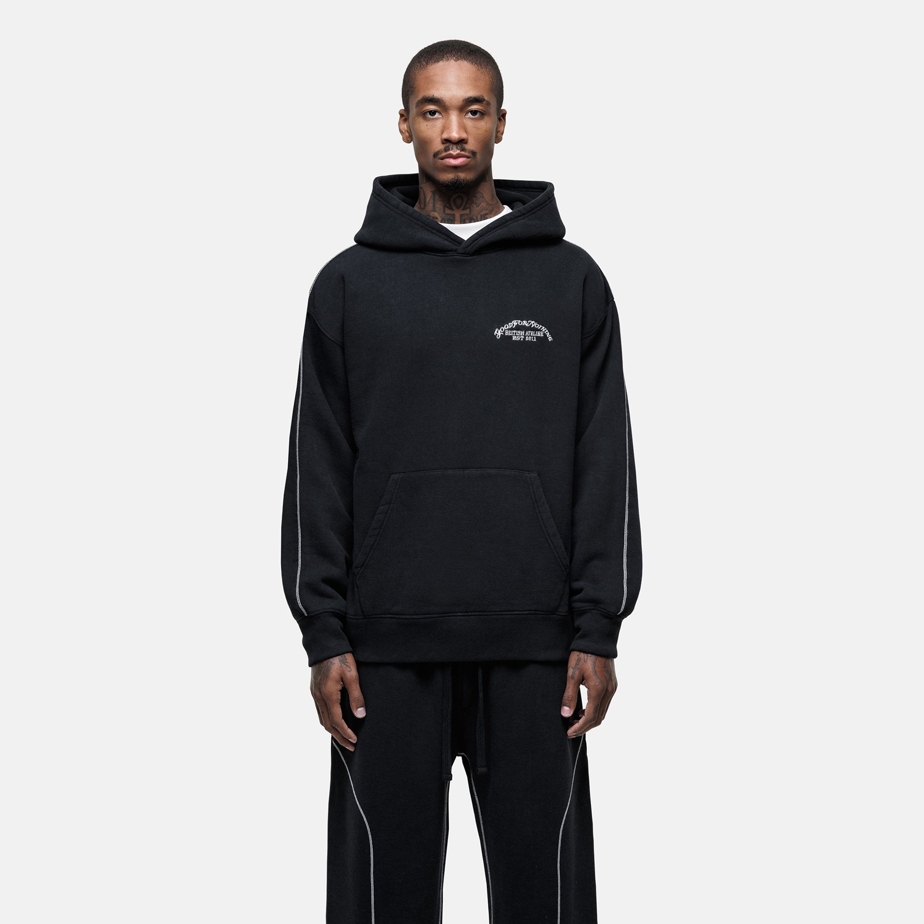 Overlock Washed Black Hoodie