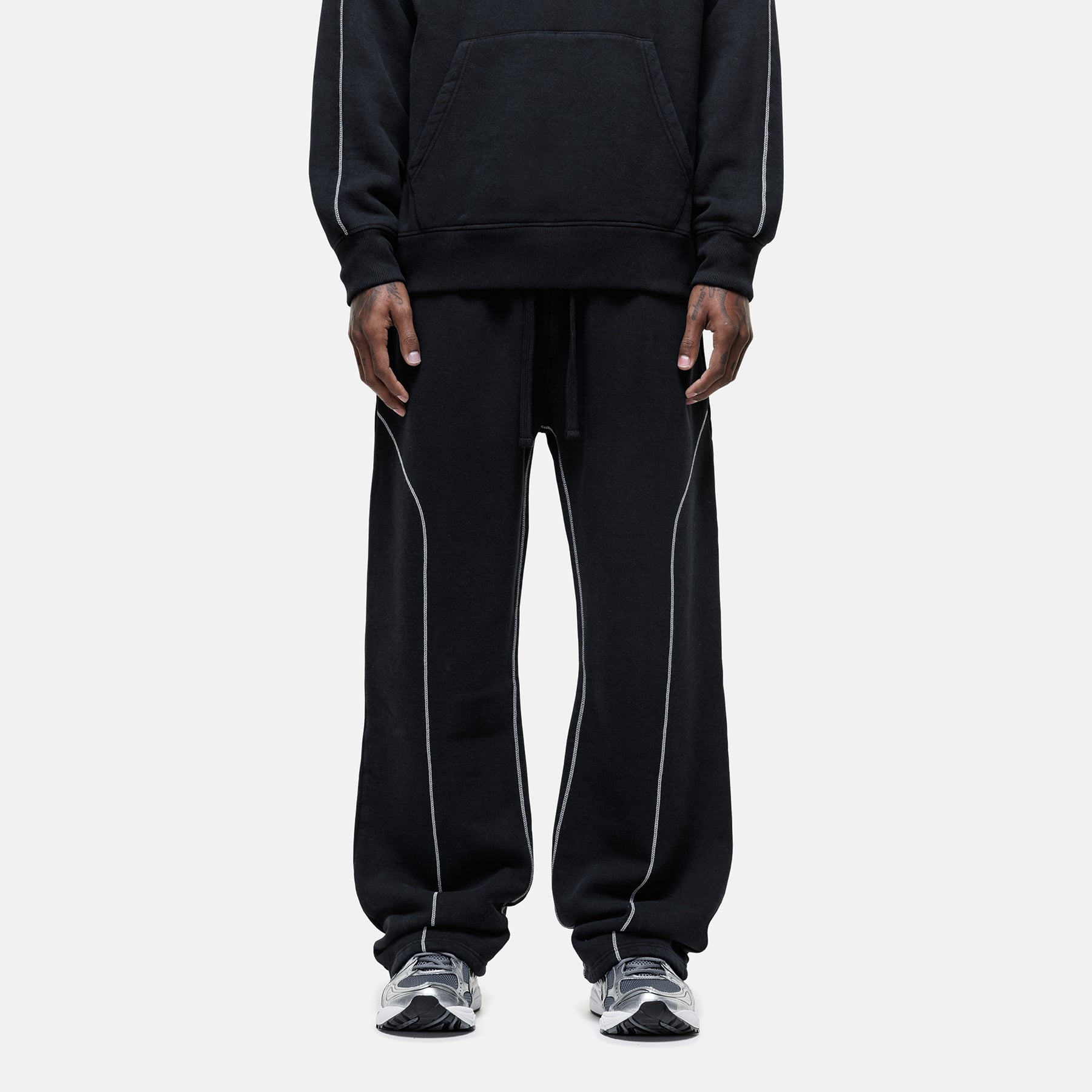Overlock Washed Black Sweatpants