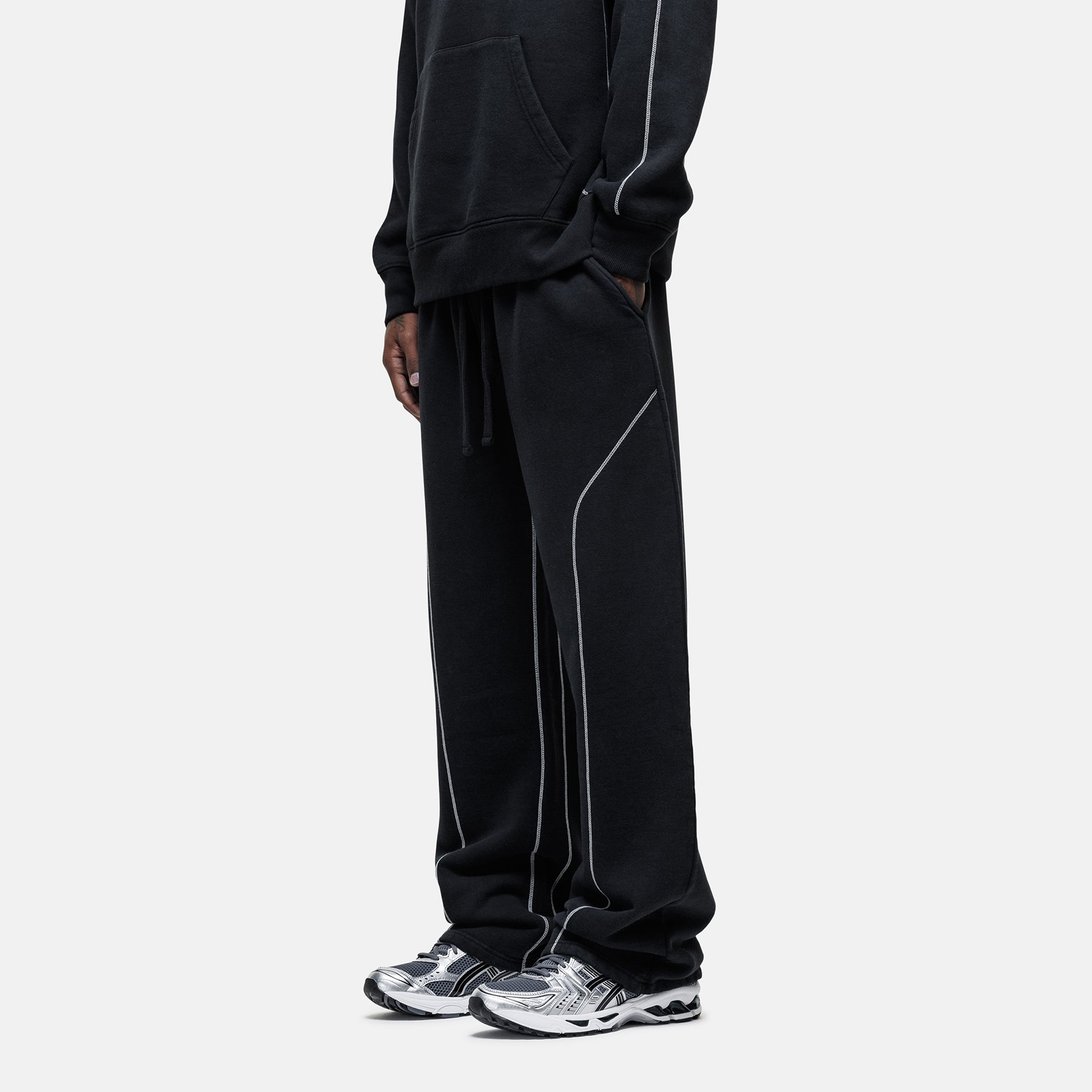 Overlock Washed Black Sweatpants