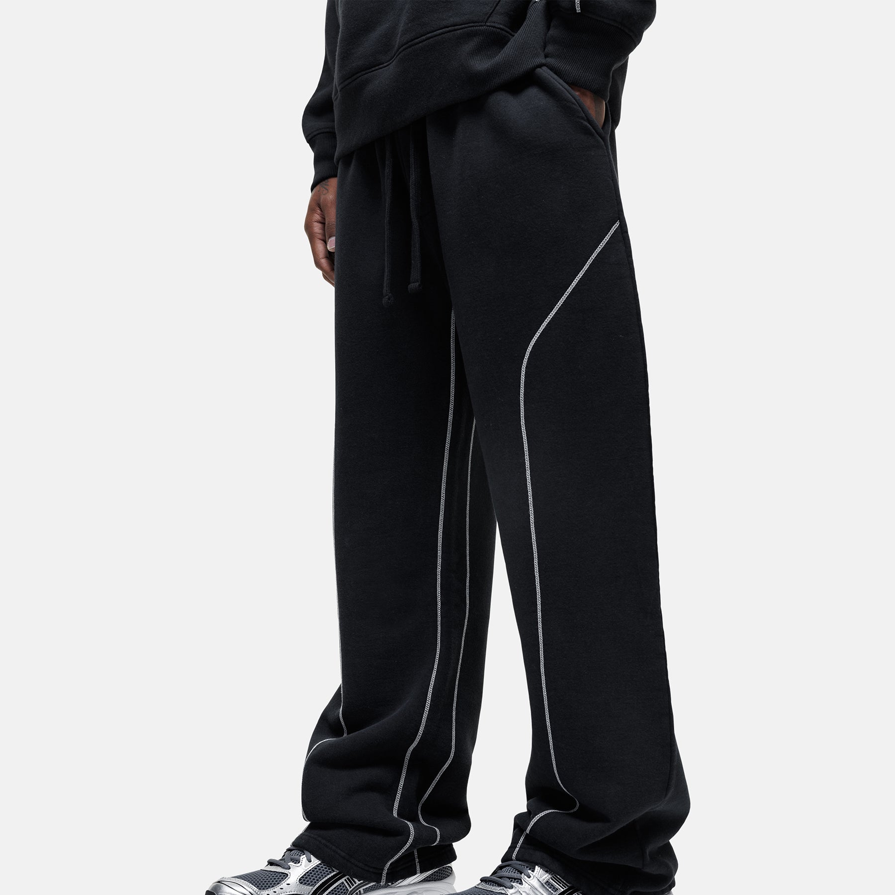 Overlock Washed Black Sweatpants