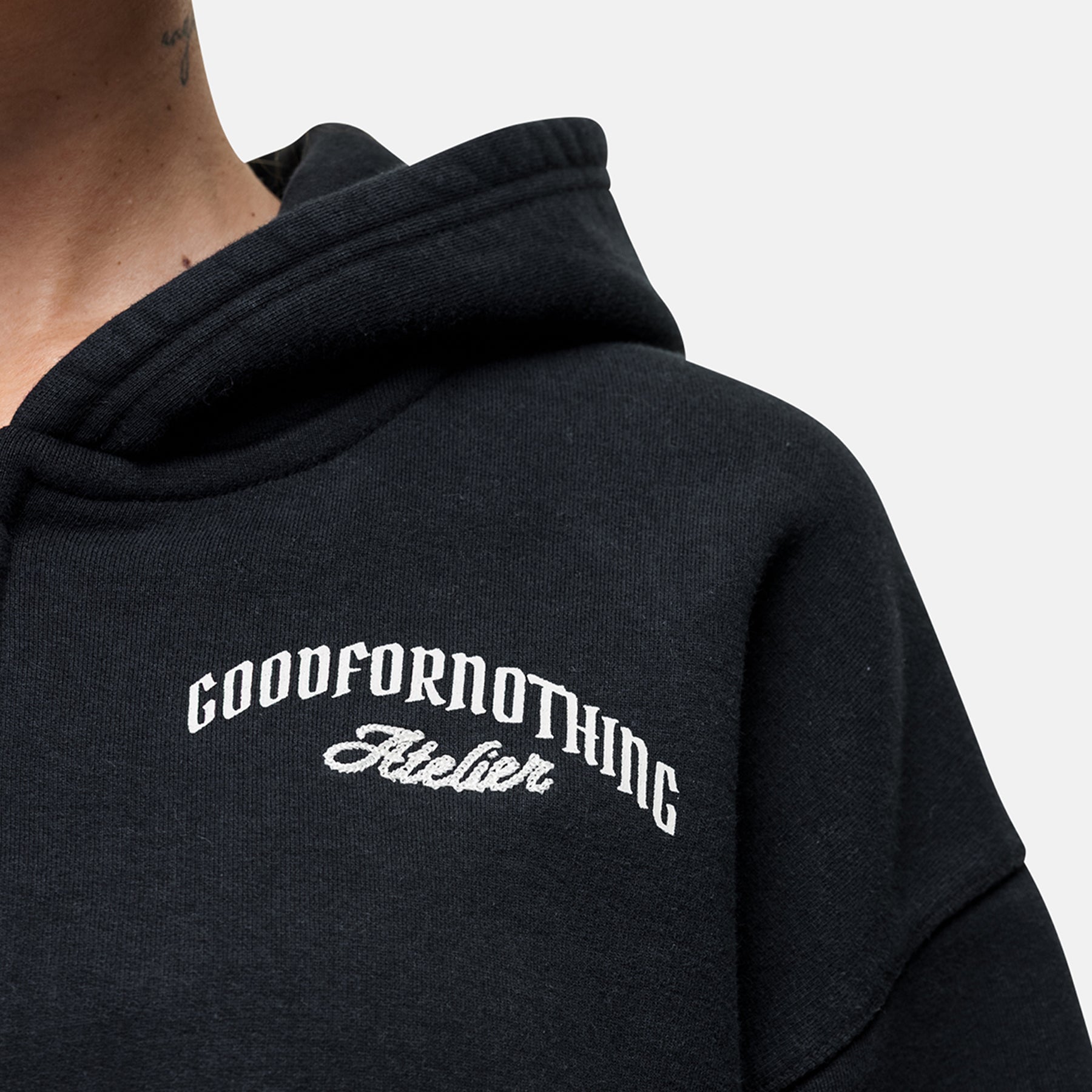 Antiquity Washed Black Crop Zip Hoodie