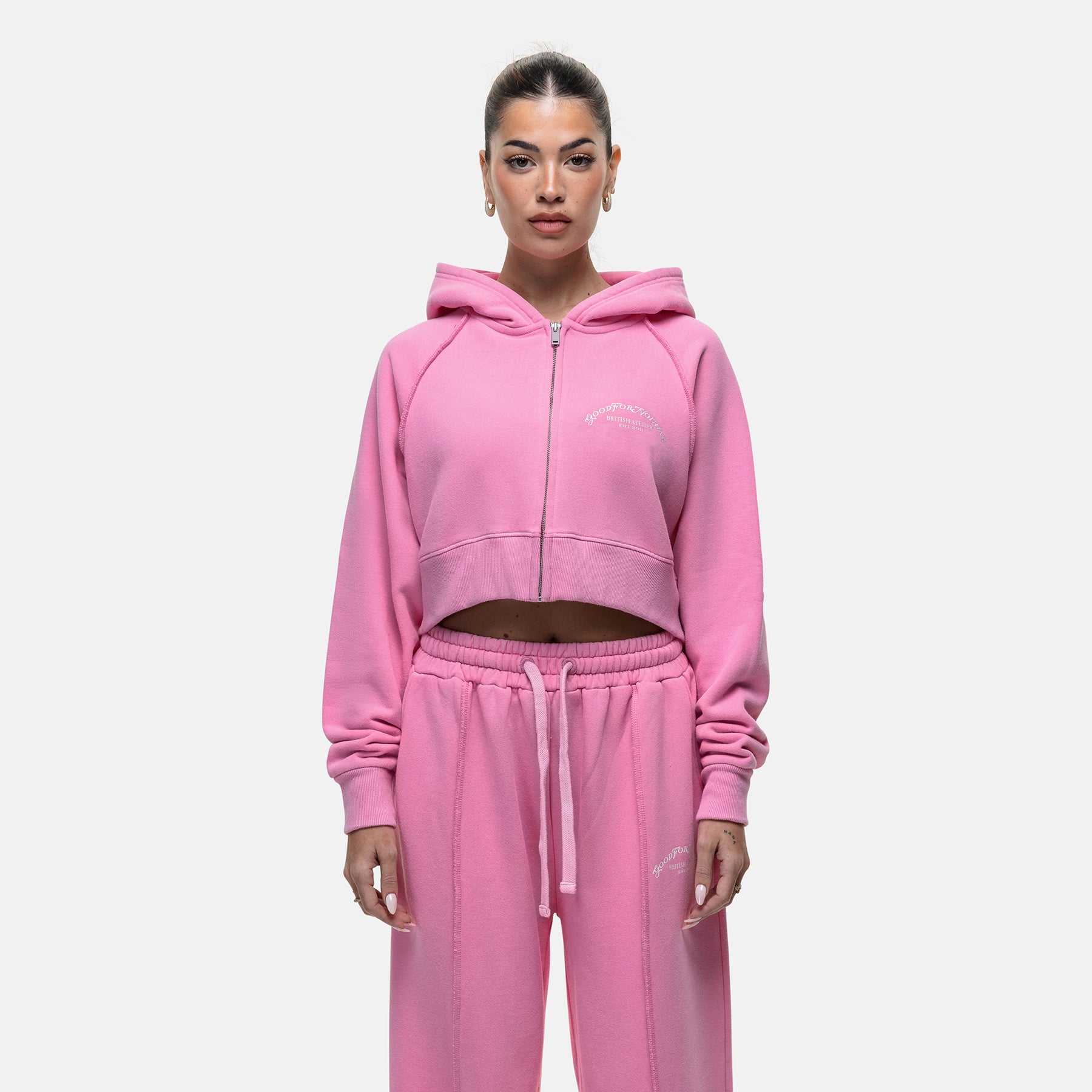 Raw Seam Washed Pink Zip Hoodie