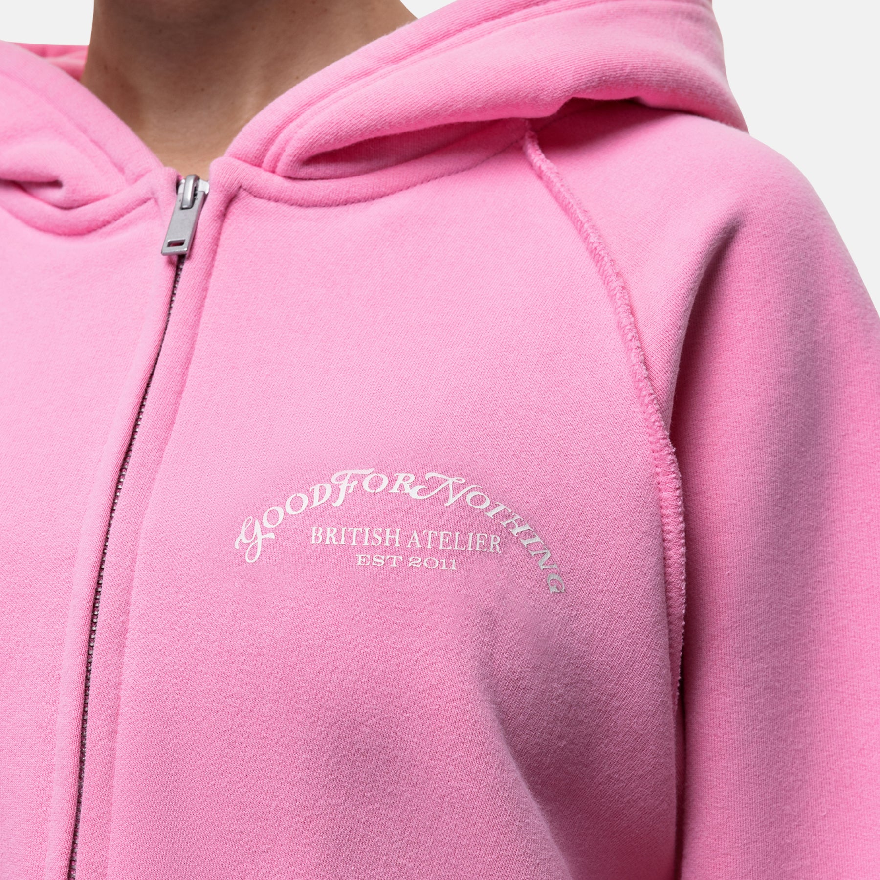 Raw Seam Washed Pink Zip Hoodie