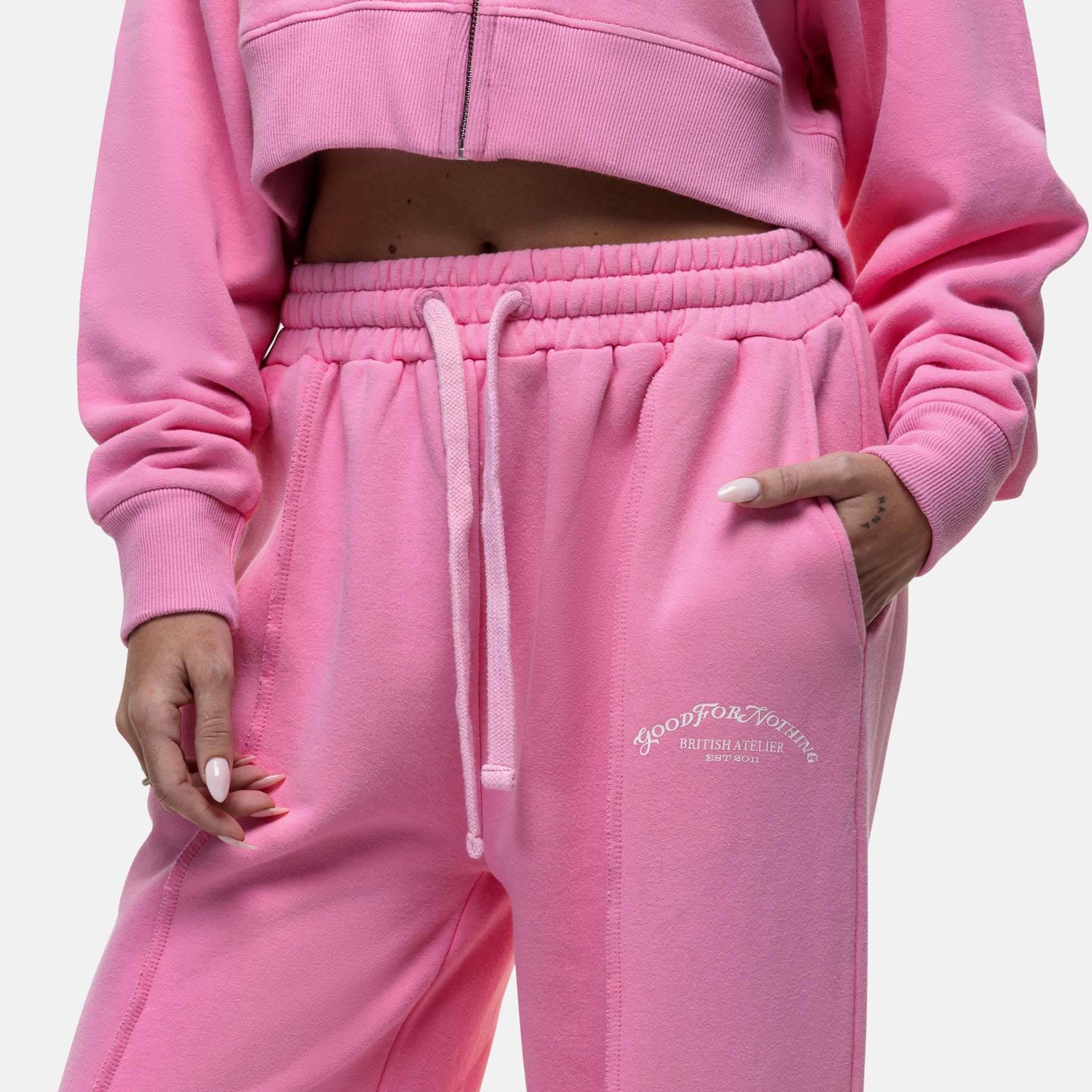 Raw Seam Washed Pink Sweatpants