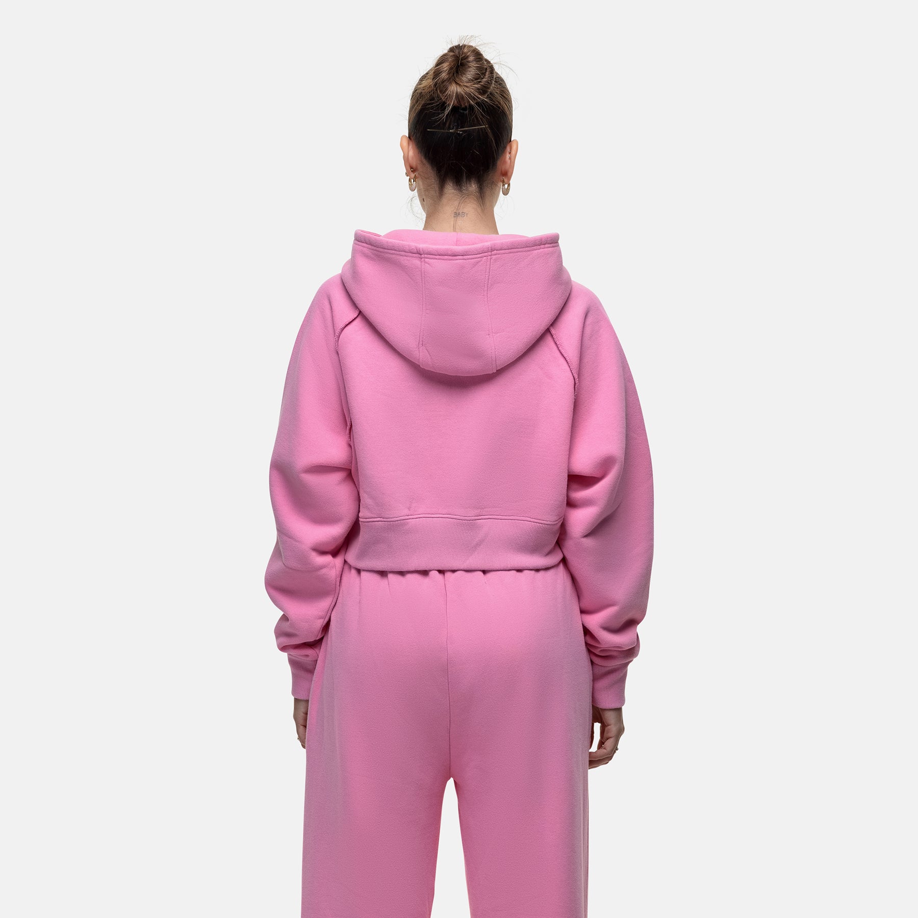 Raw Seam Washed Pink Zip Hoodie