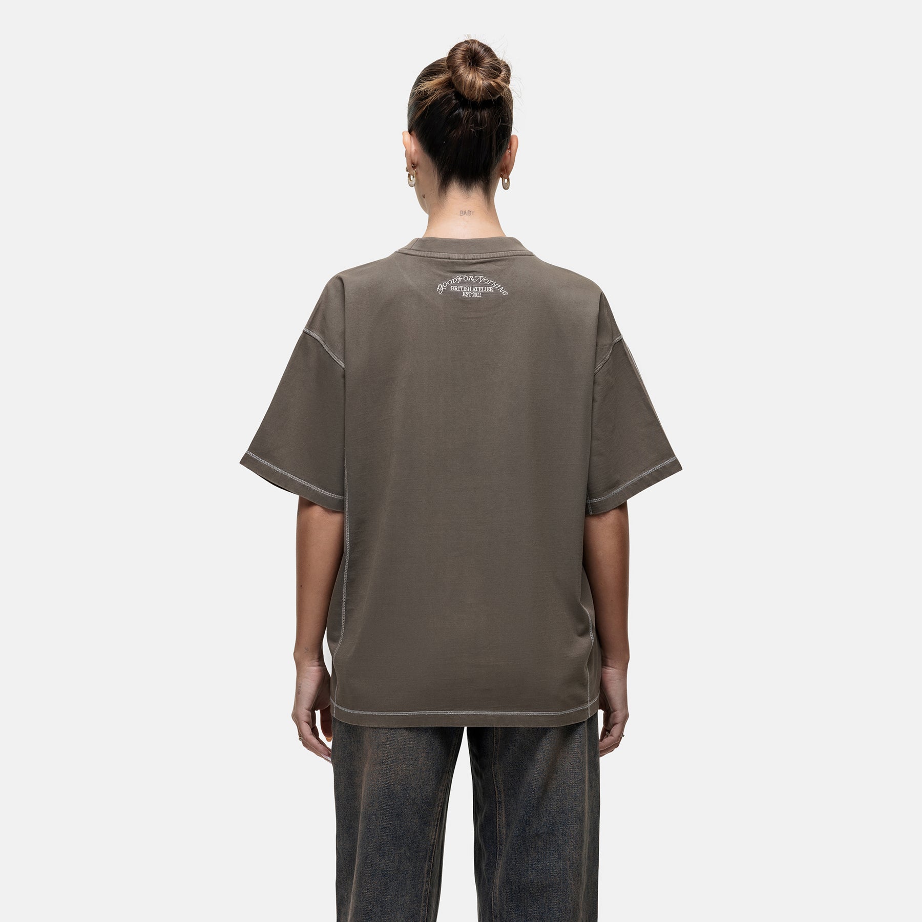 Overlock Washed Taupe T-shirt