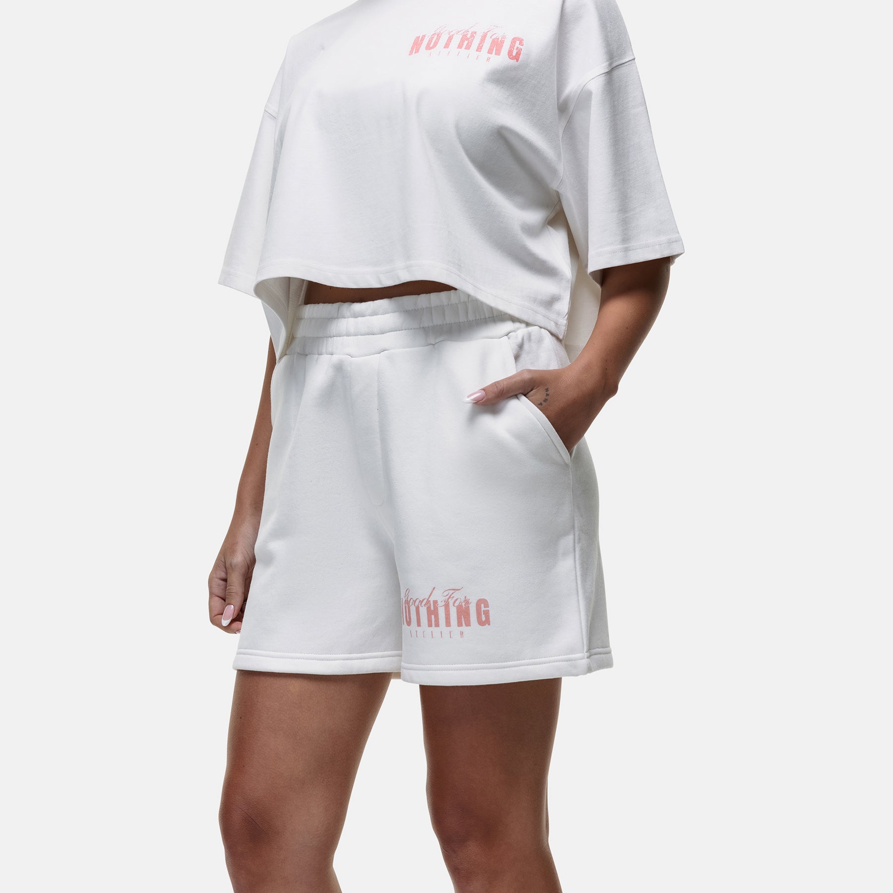 Washed Butterfly Off White Shorts