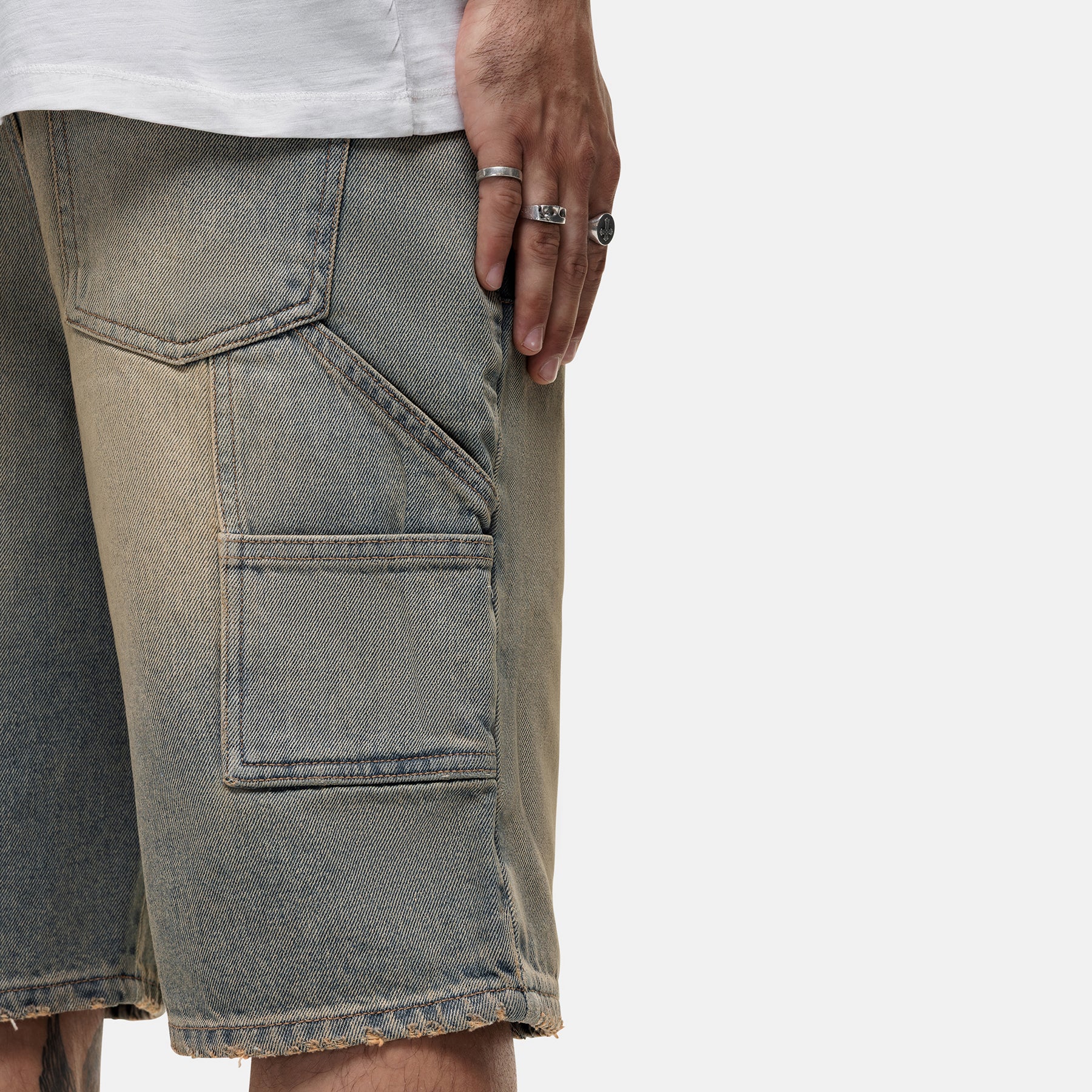 Heavy Carpenter Sand Blue Denim Shorts