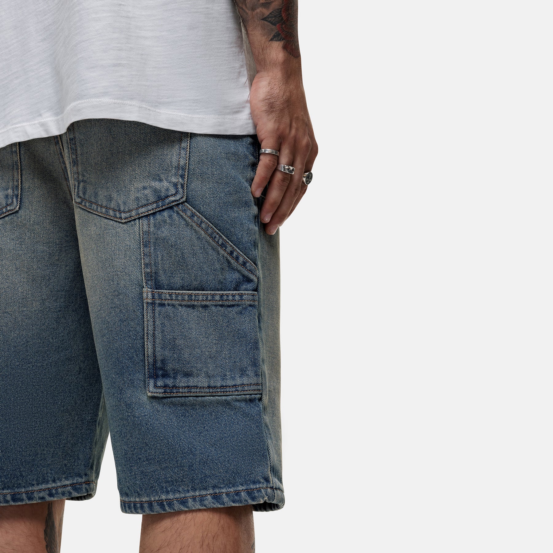 Heavy Carpenter Blue Denim Shorts