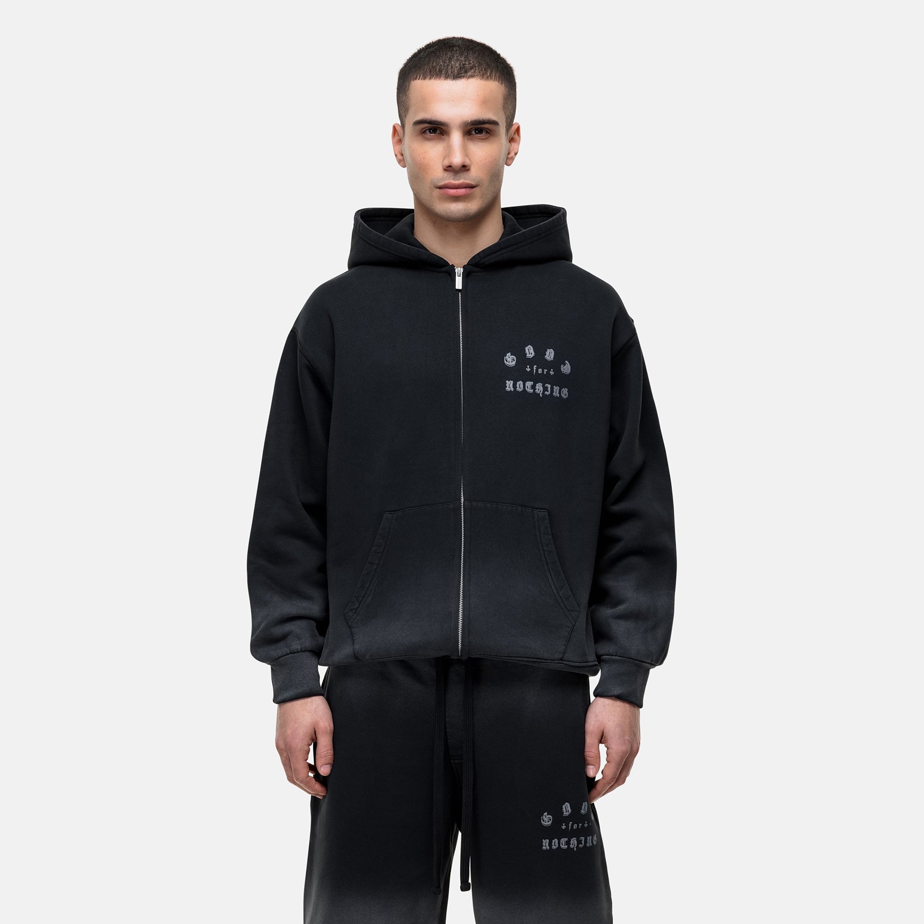 California  Washed Black Zip Hoodie