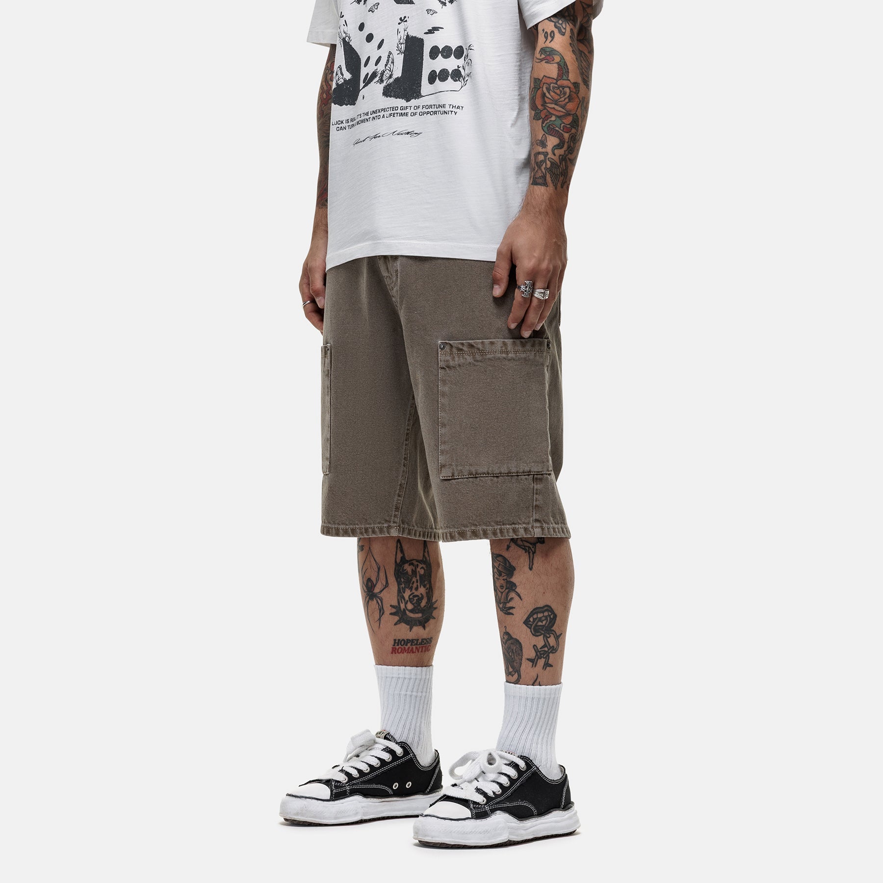 Heavy Cargo Taupe Denim Shorts