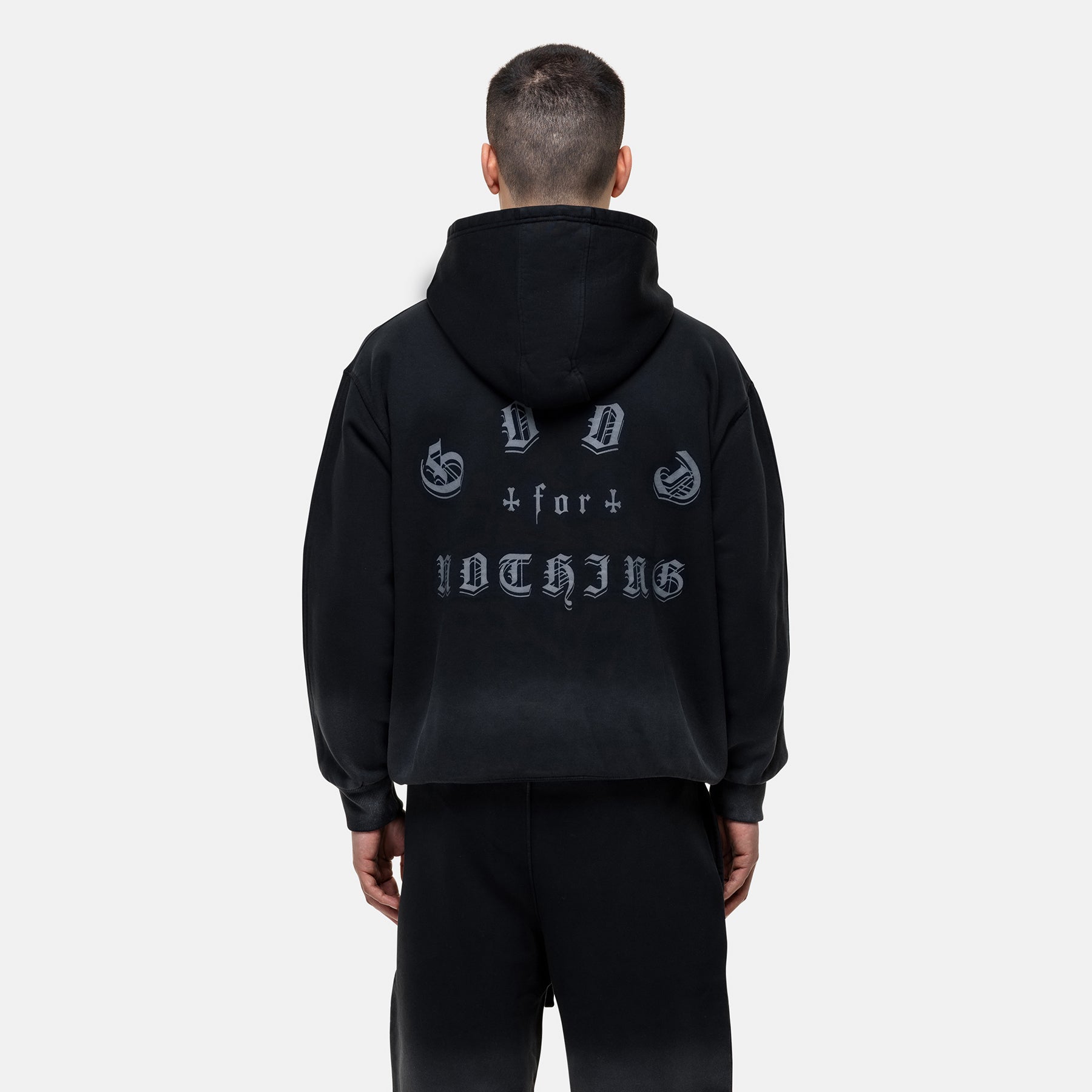 California  Washed Black Zip Hoodie