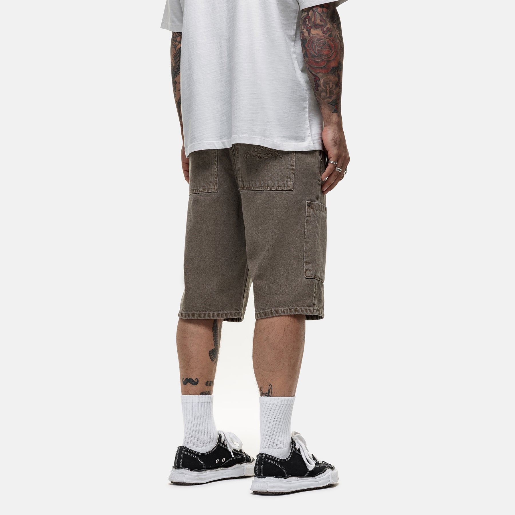 Heavy Cargo Taupe Denim Shorts