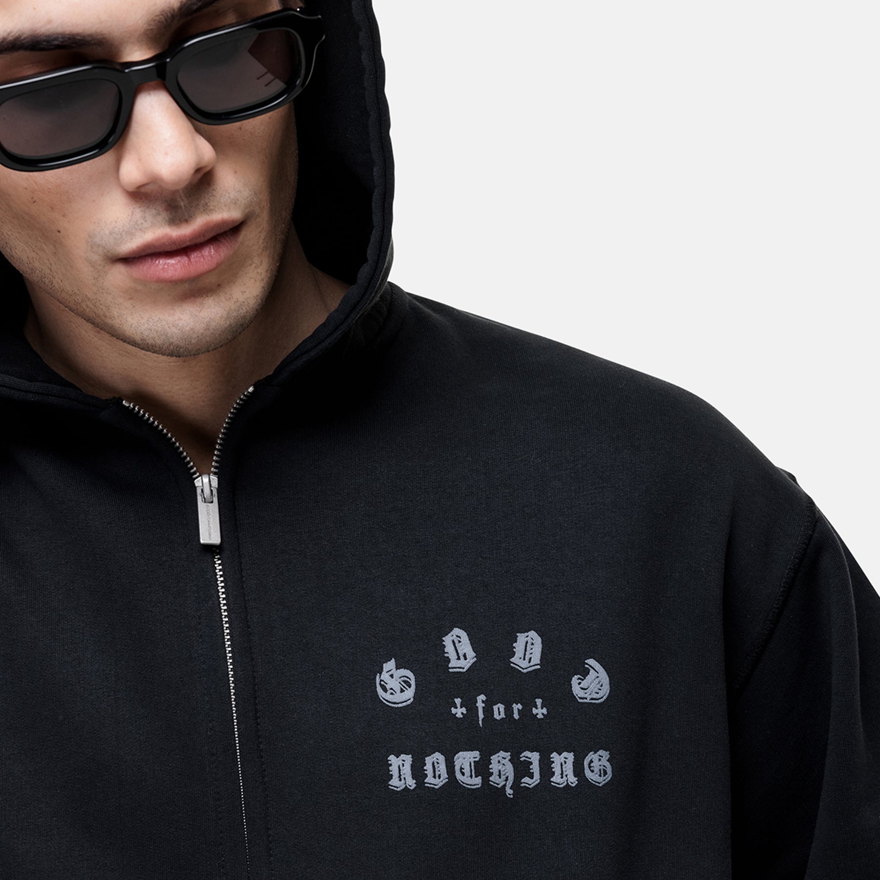 California  Washed Black Zip Hoodie