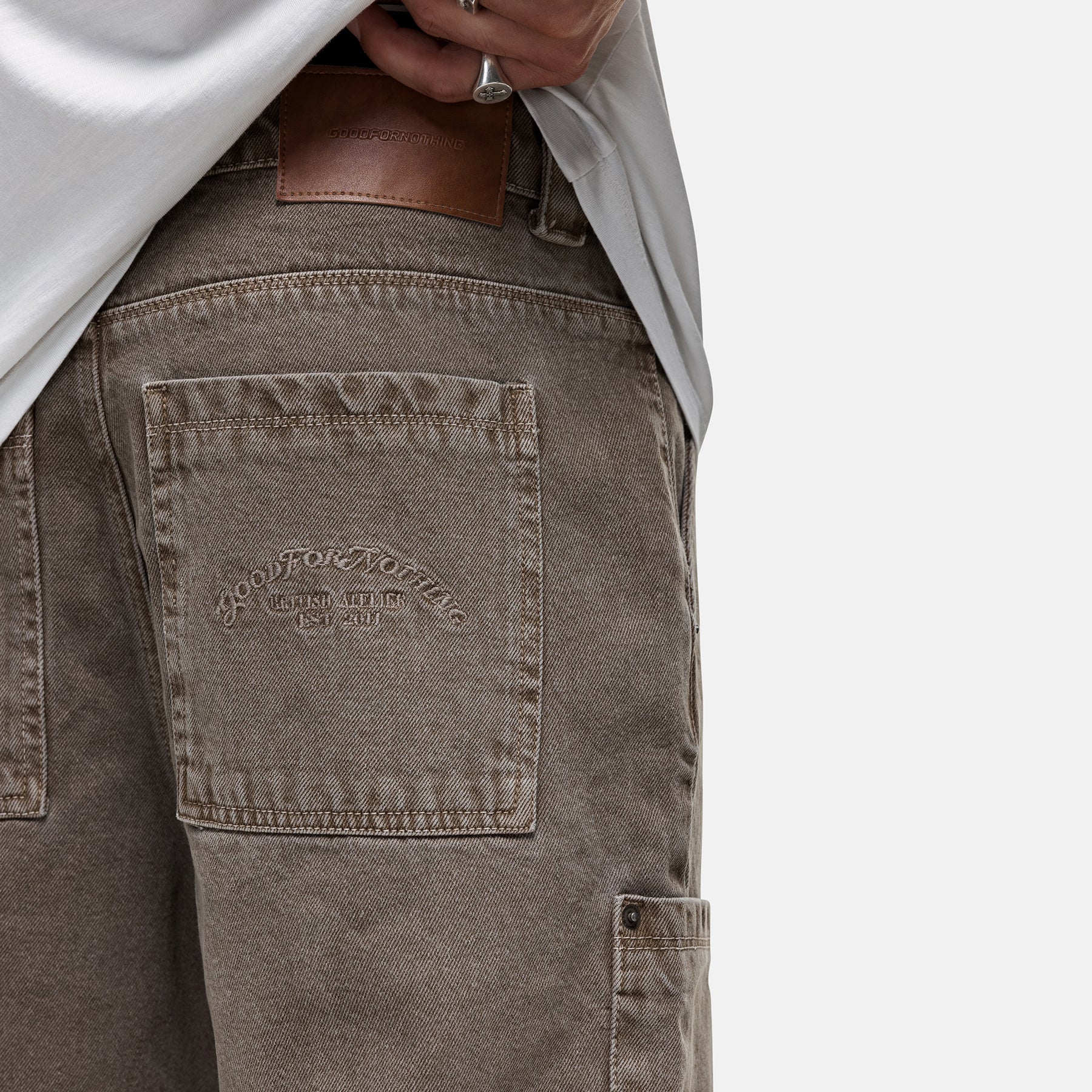 Heavy Cargo Taupe Denim Shorts