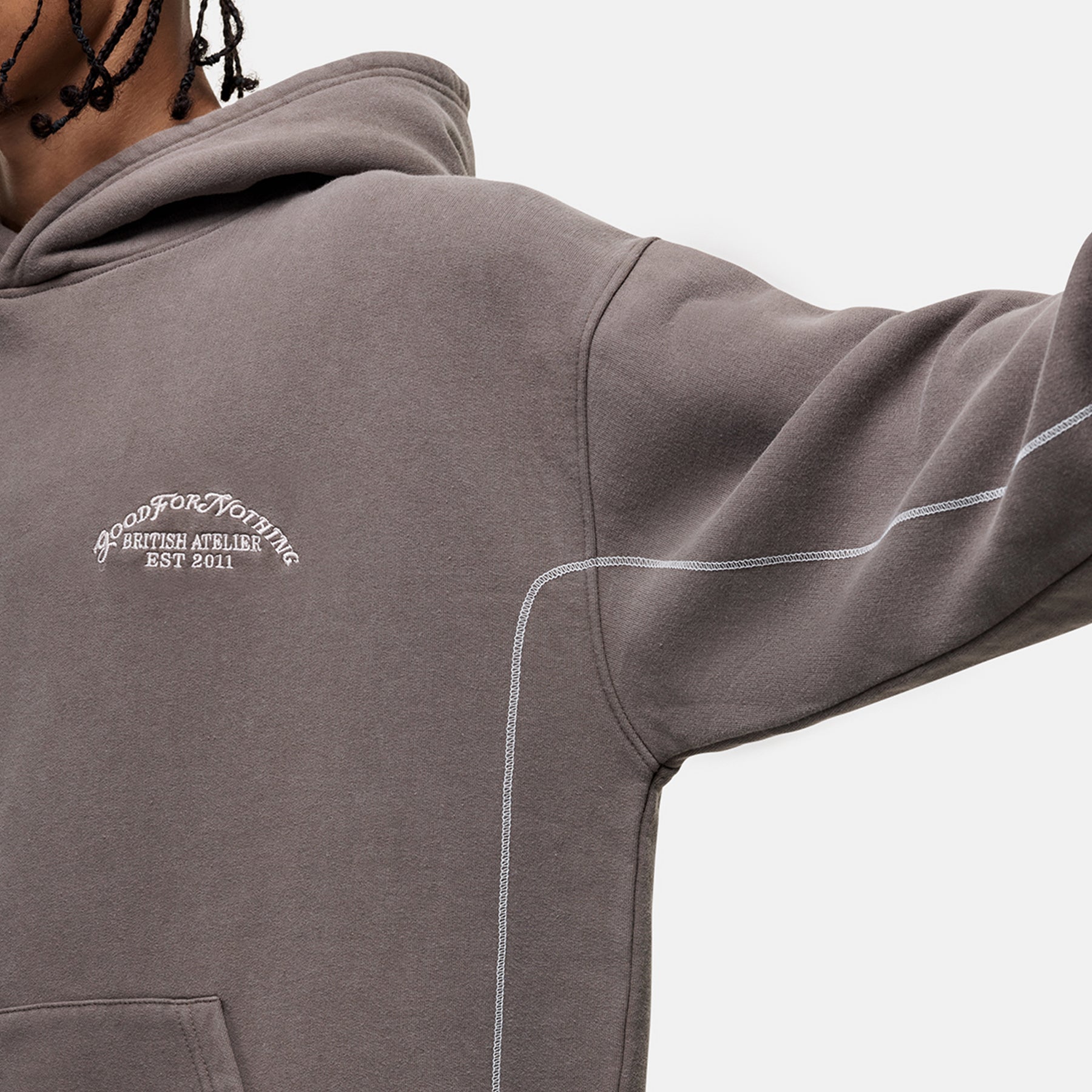 Overlock Washed Taupe Hoodie
