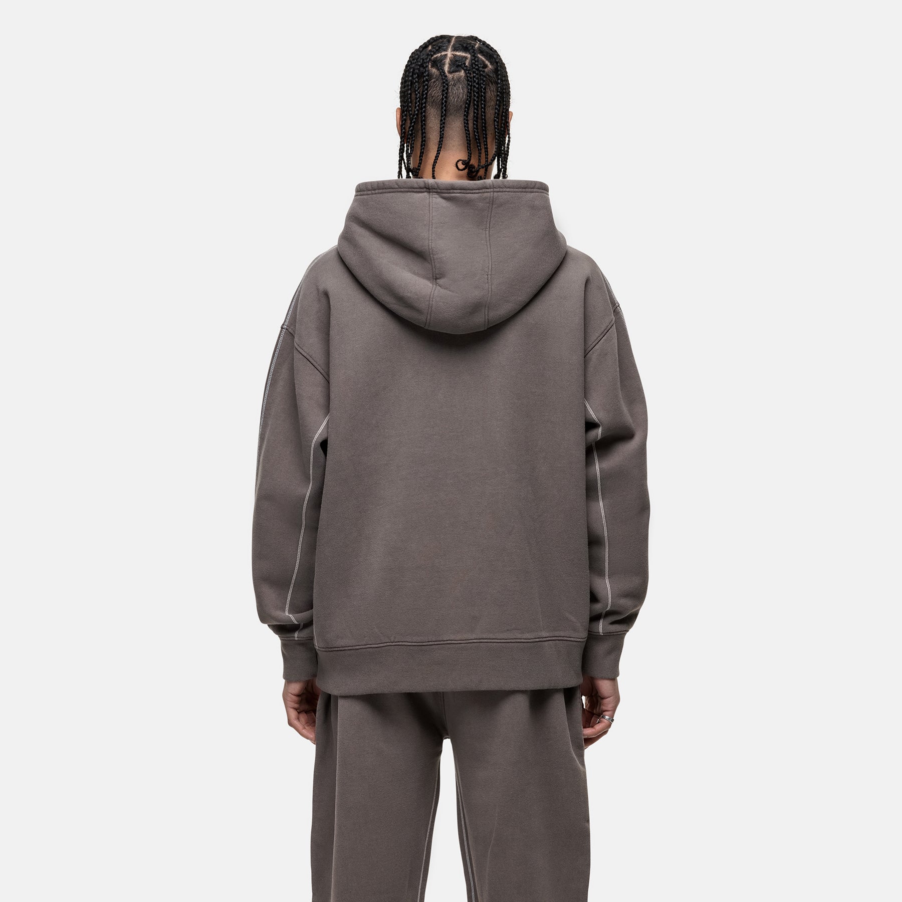 Overlock Washed Taupe Hoodie