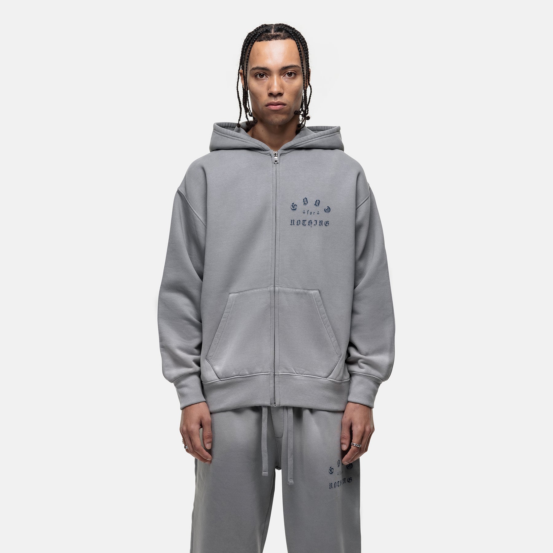 California Washed Grey Zip Hoodie