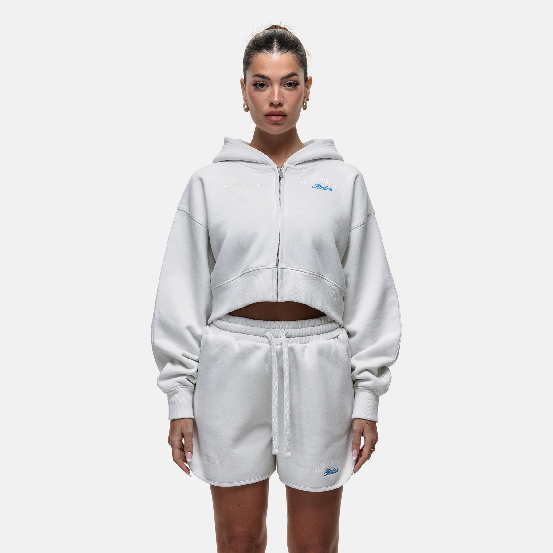 Antiquity Off White Crop Zip Hoodie
