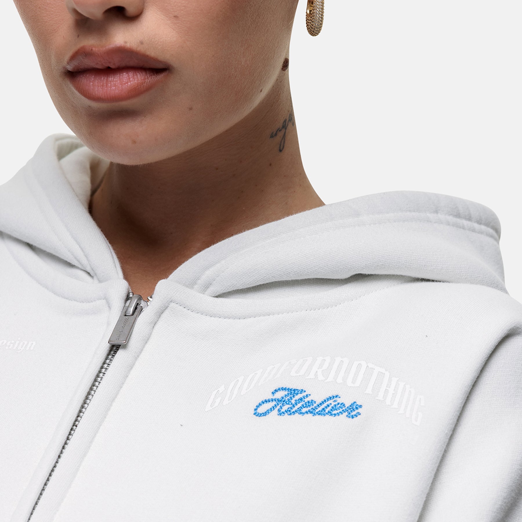 Antiquity Off White Crop Zip Hoodie
