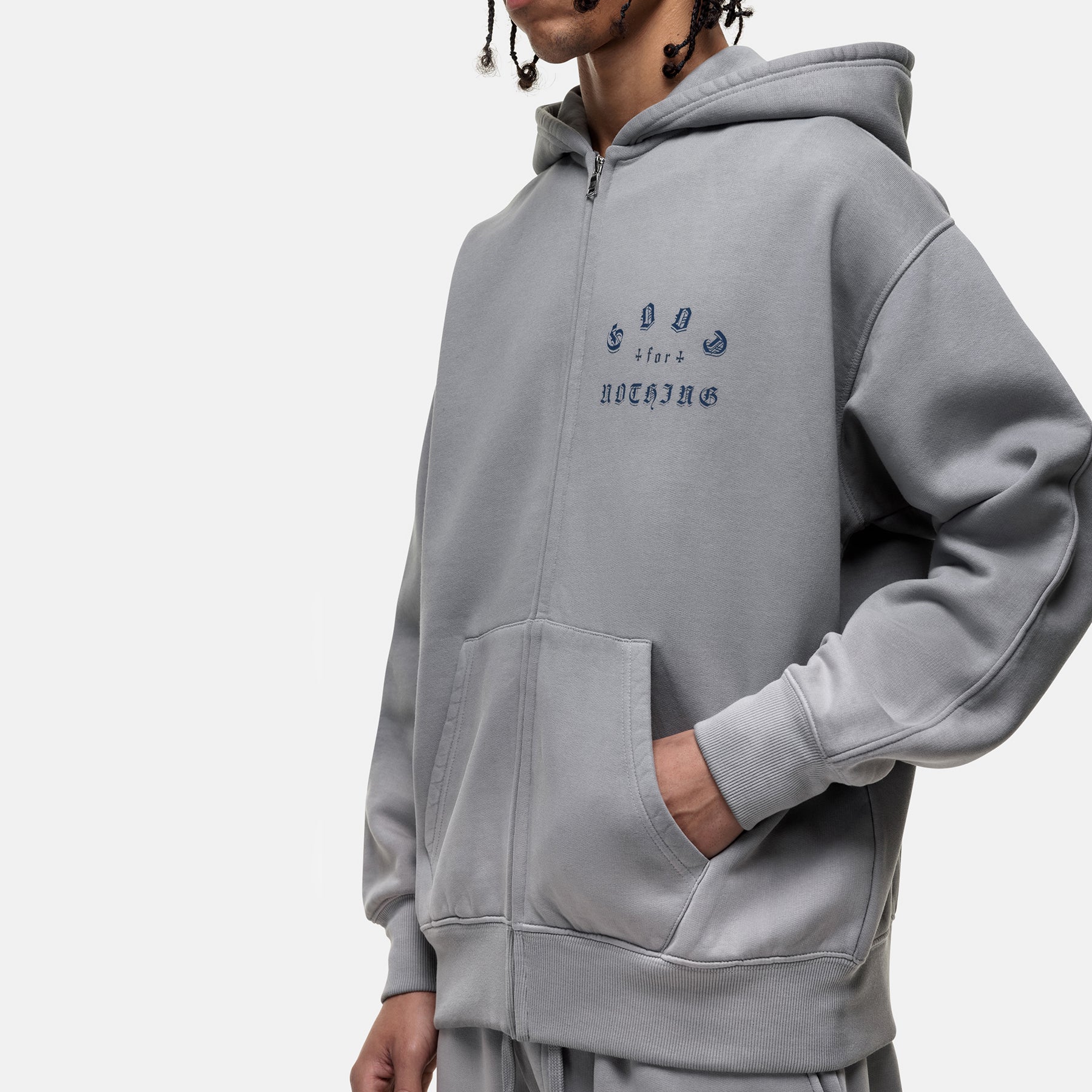 California Washed Grey Zip Hoodie
