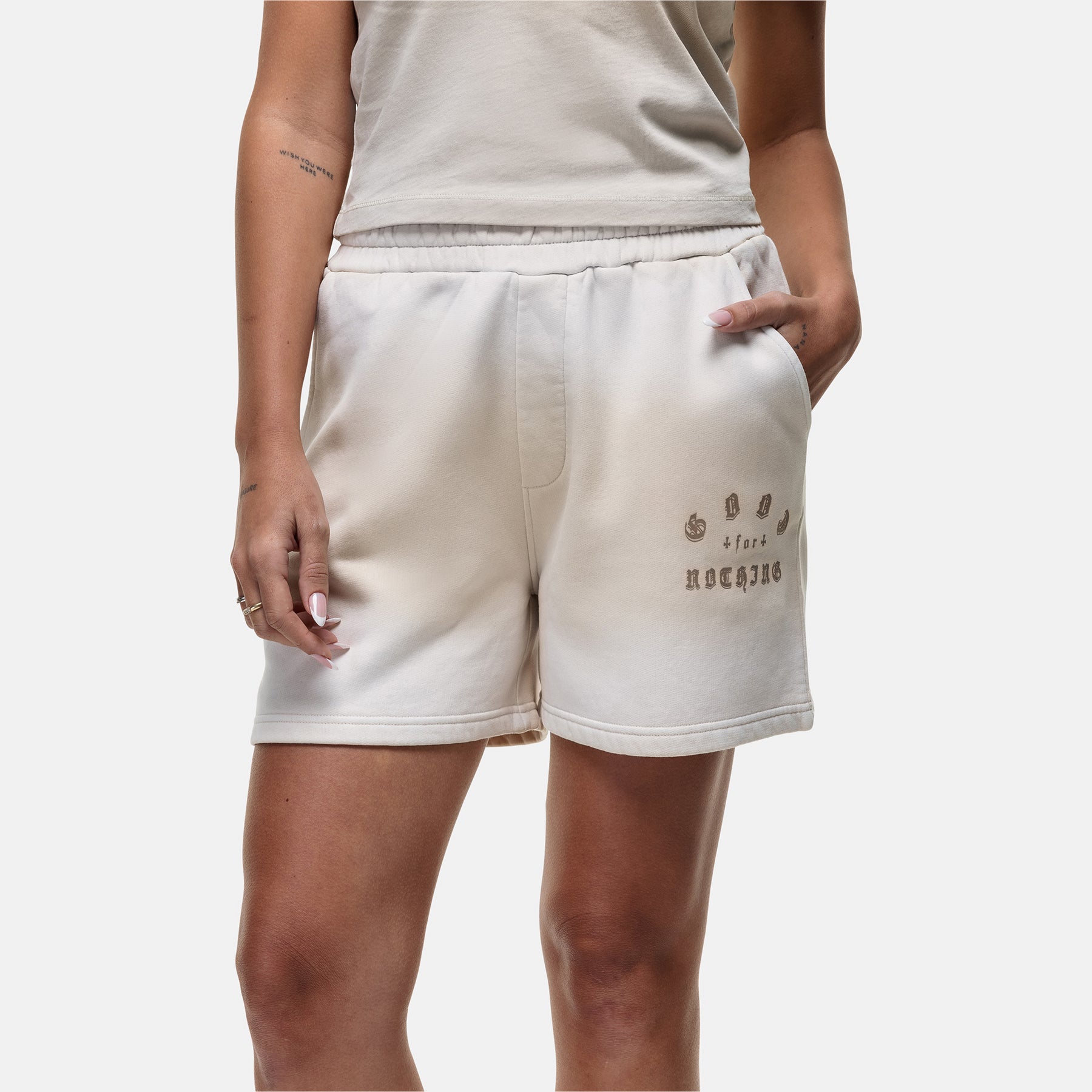Sprayed Cali Cream Shorts