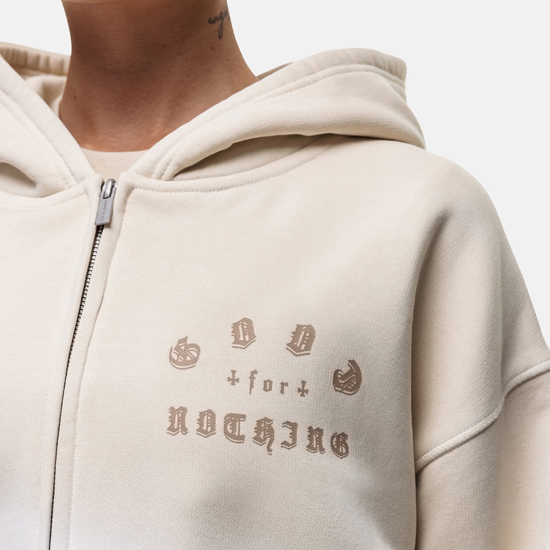 Sprayed Cali Cream Crop Zip Hoodie