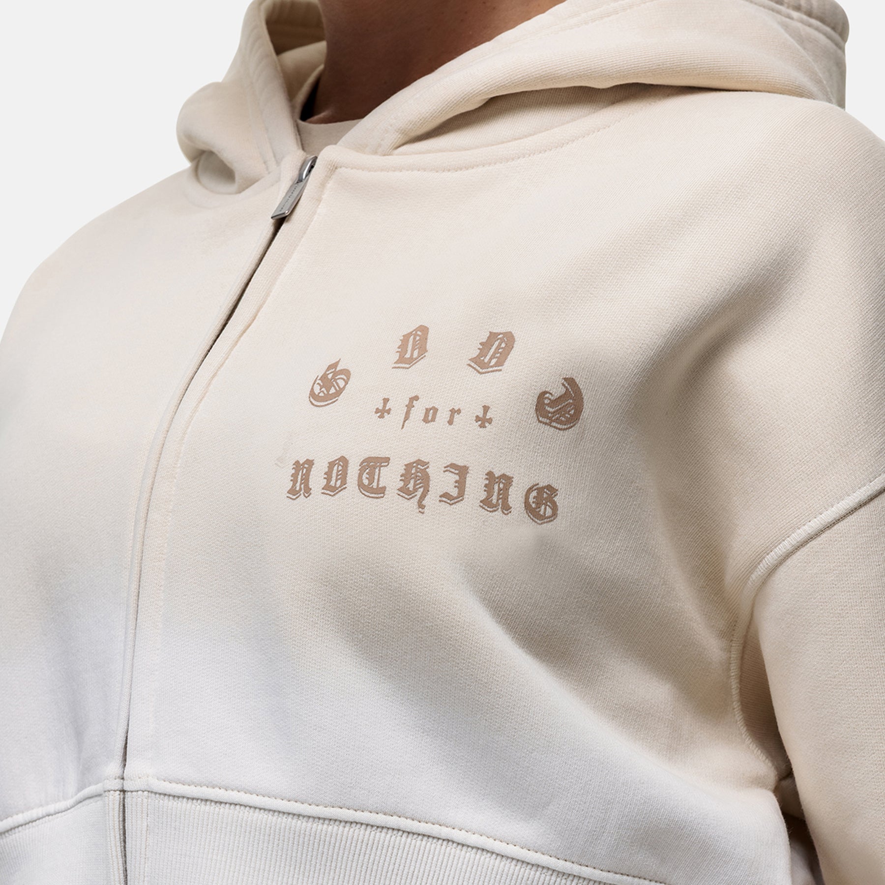 Sprayed Cali Cream Crop Zip Hoodie