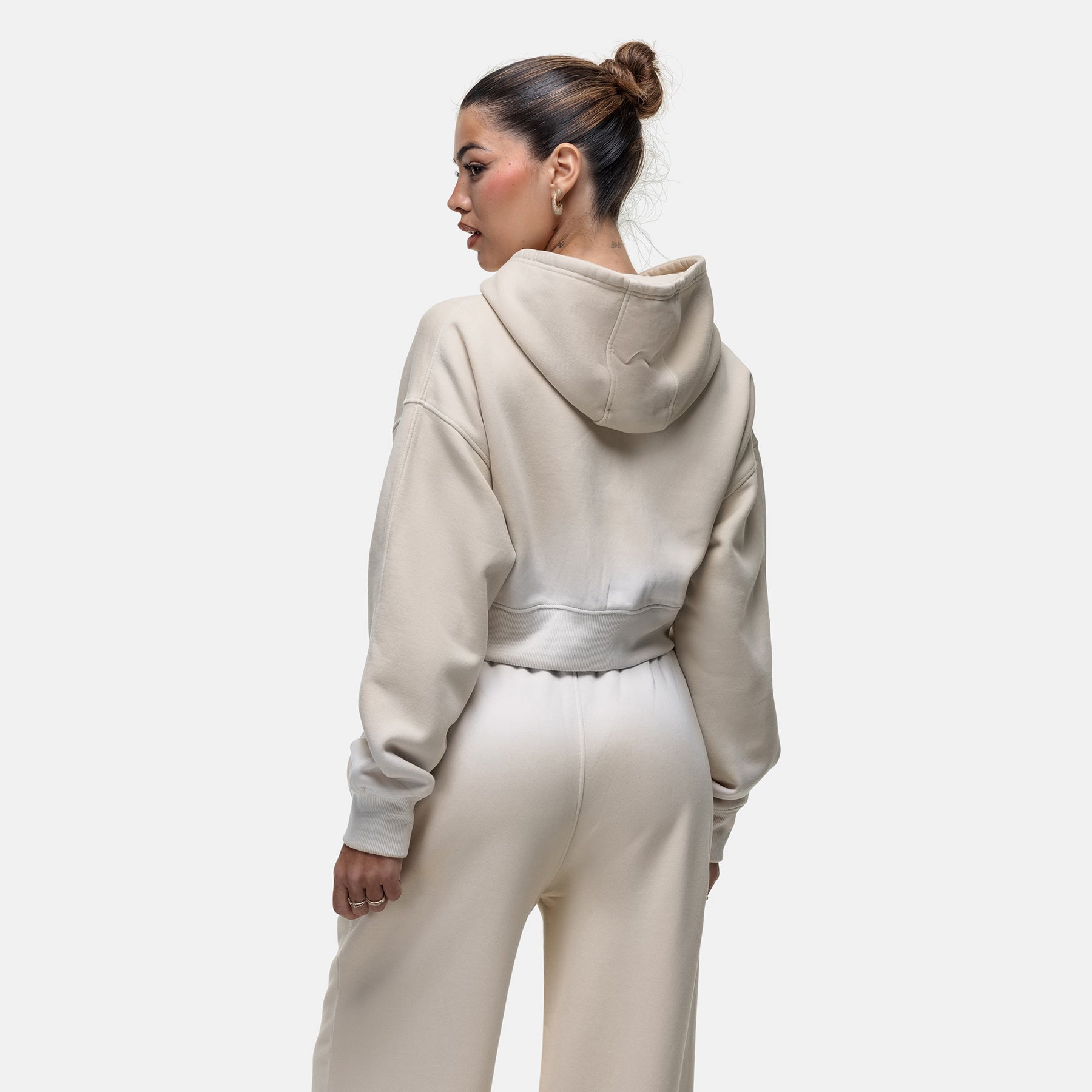 Sprayed Cali Cream Crop Zip Hoodie
