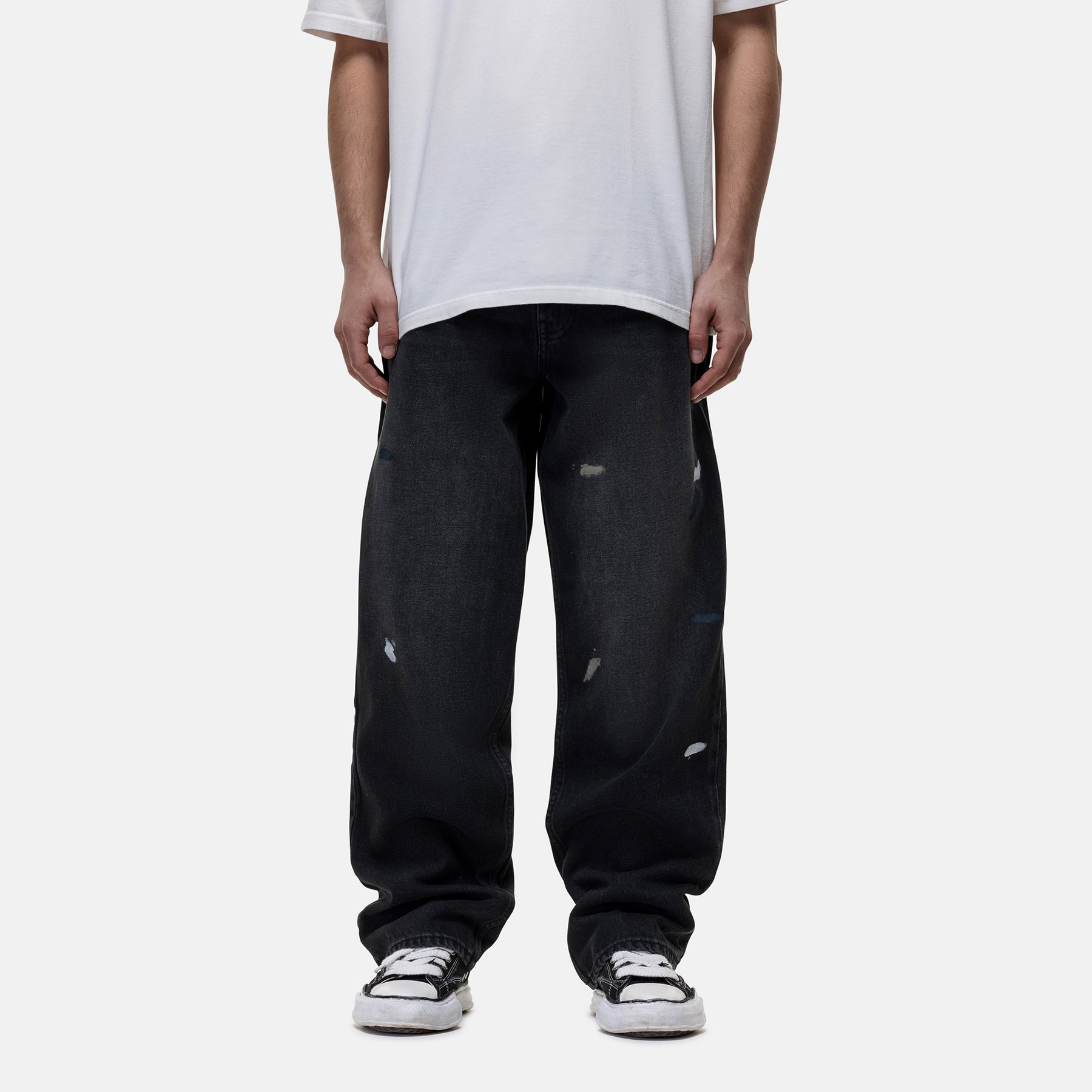Heavy Vintage Paint Black Denim Jeans