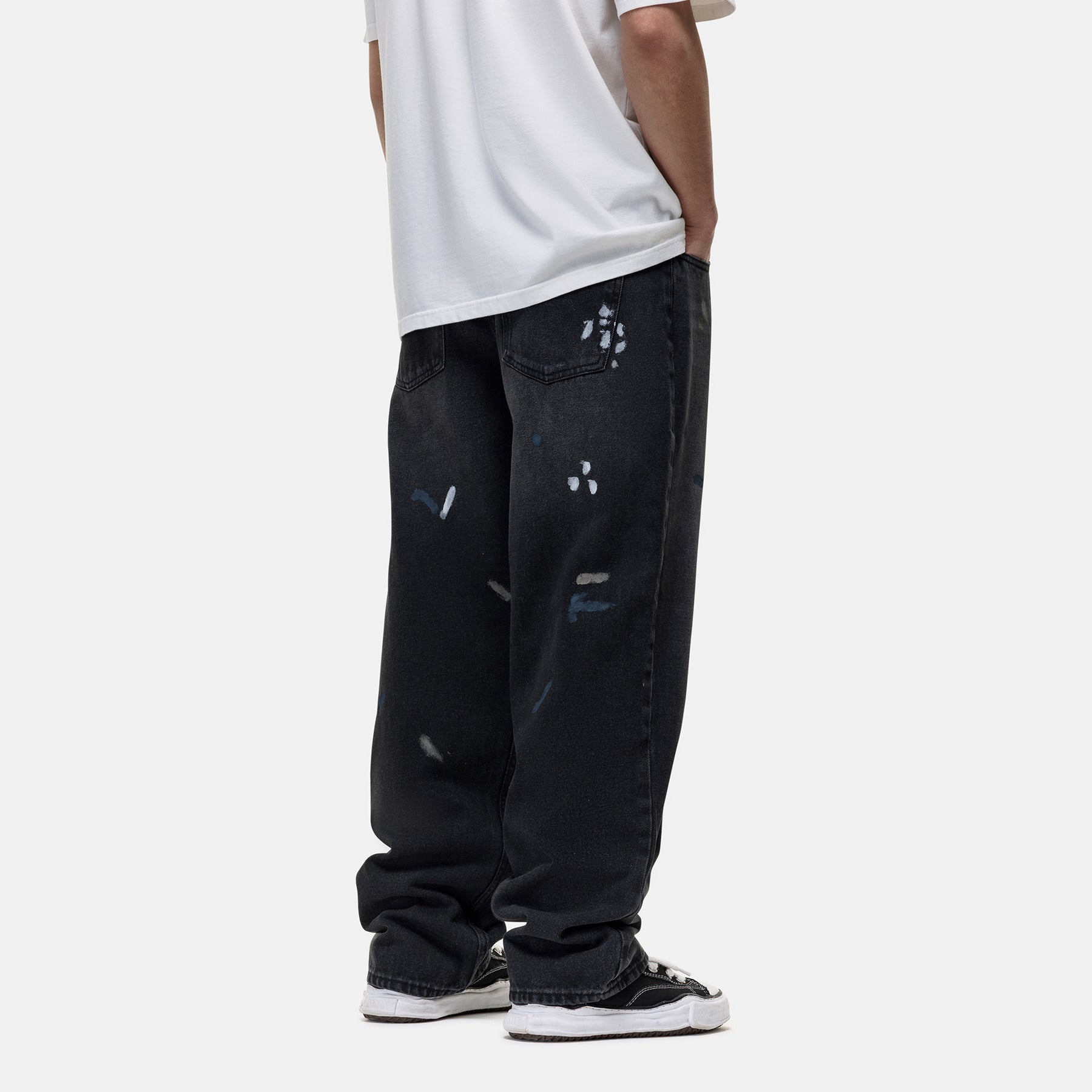 Heavy Vintage Paint Black Denim Jeans