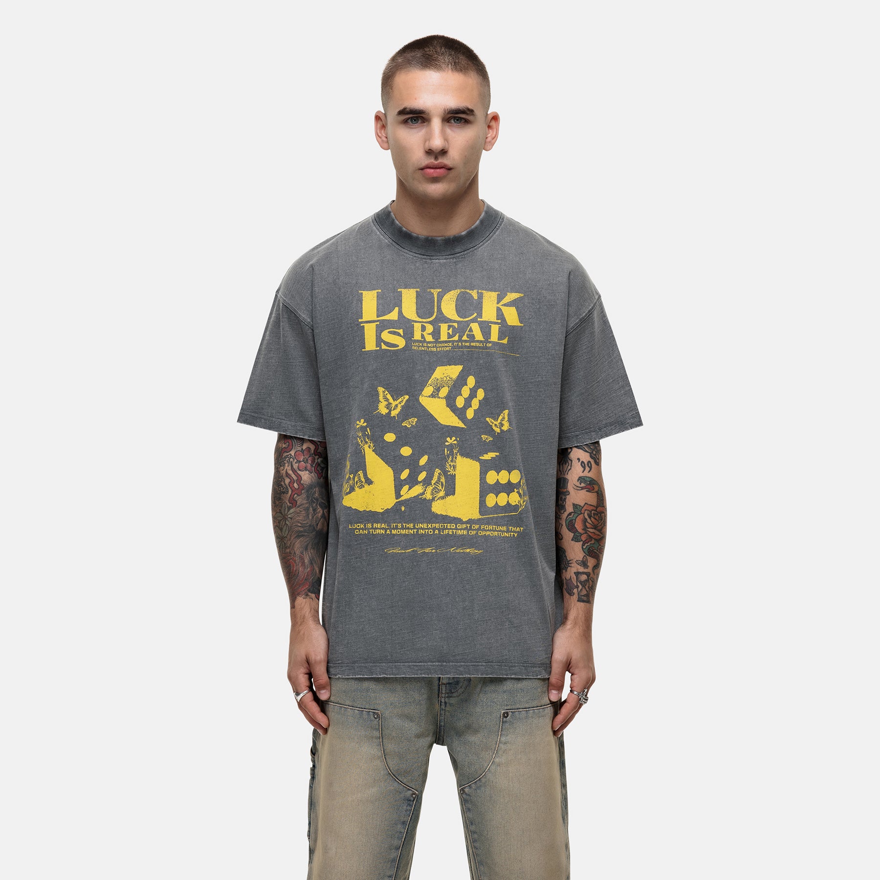 Dice Washed Grey Slub T-shirt