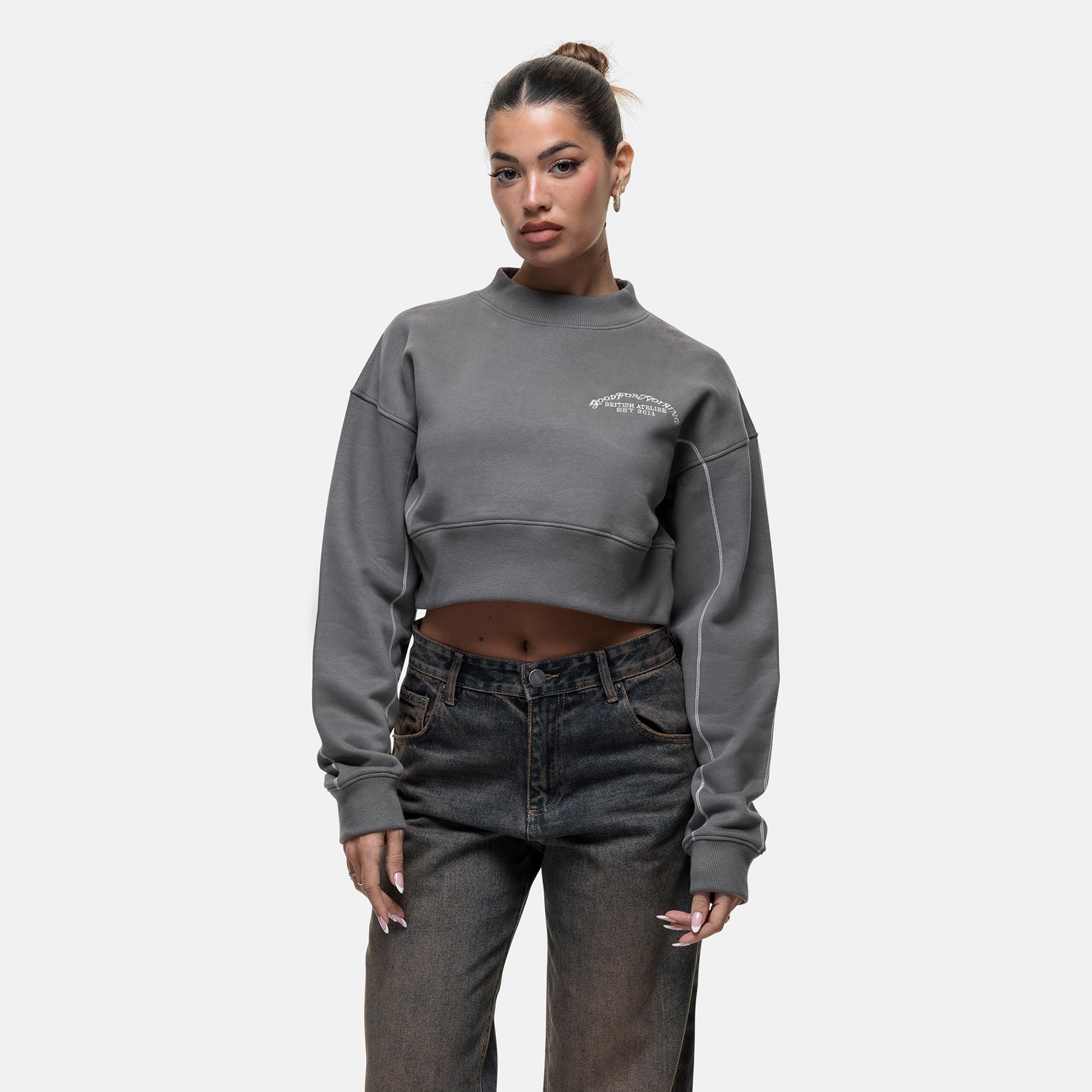 Overlock Washed Gunmetal Hoodie