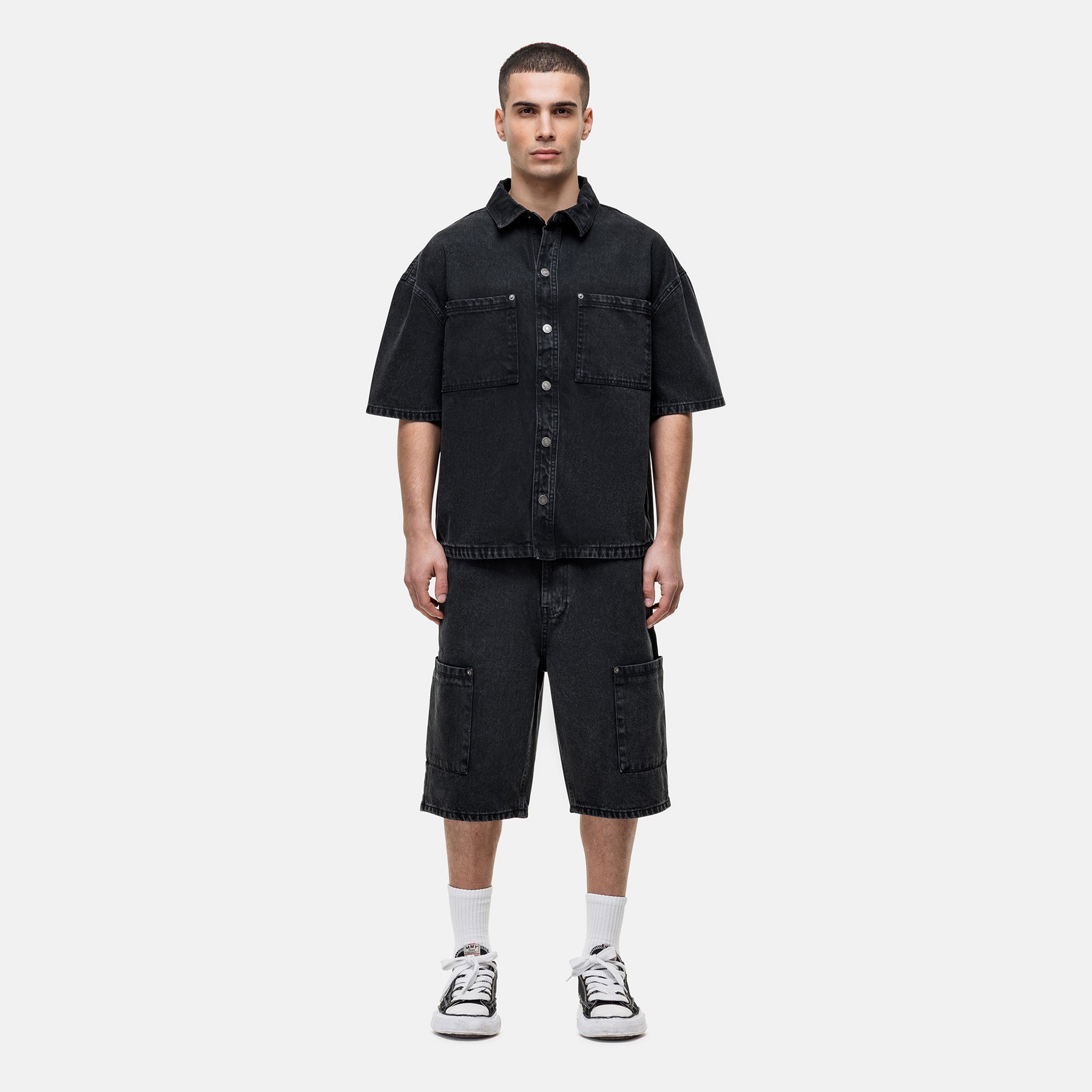 Washed Black Denim Overshirt
