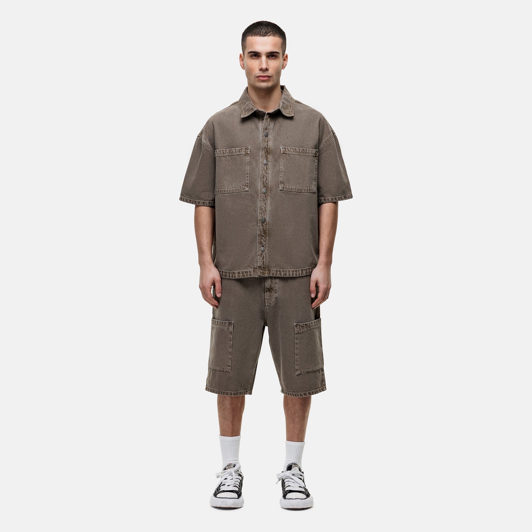 Washed Taupe Denim Overshirt