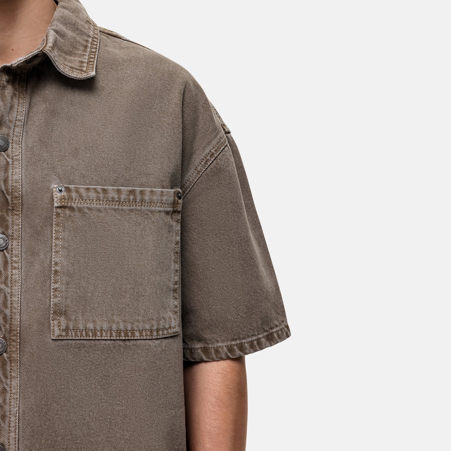 Washed Taupe Denim Overshirt