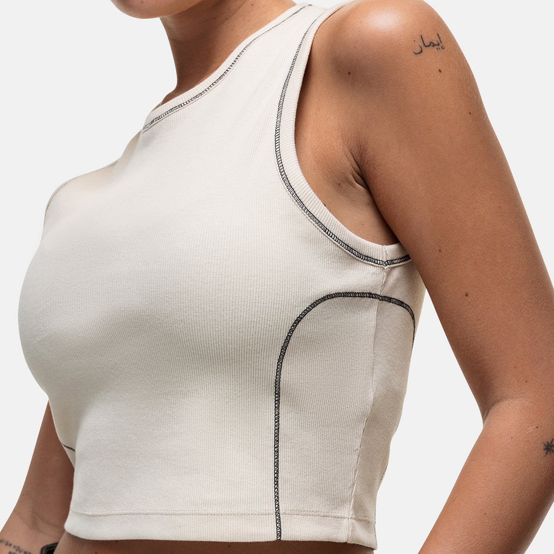 Overlock Vintage White Vest Top