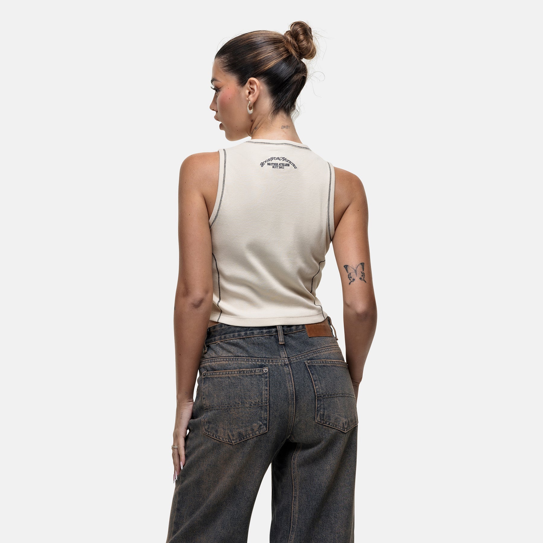 Overlock Vintage White Vest Top