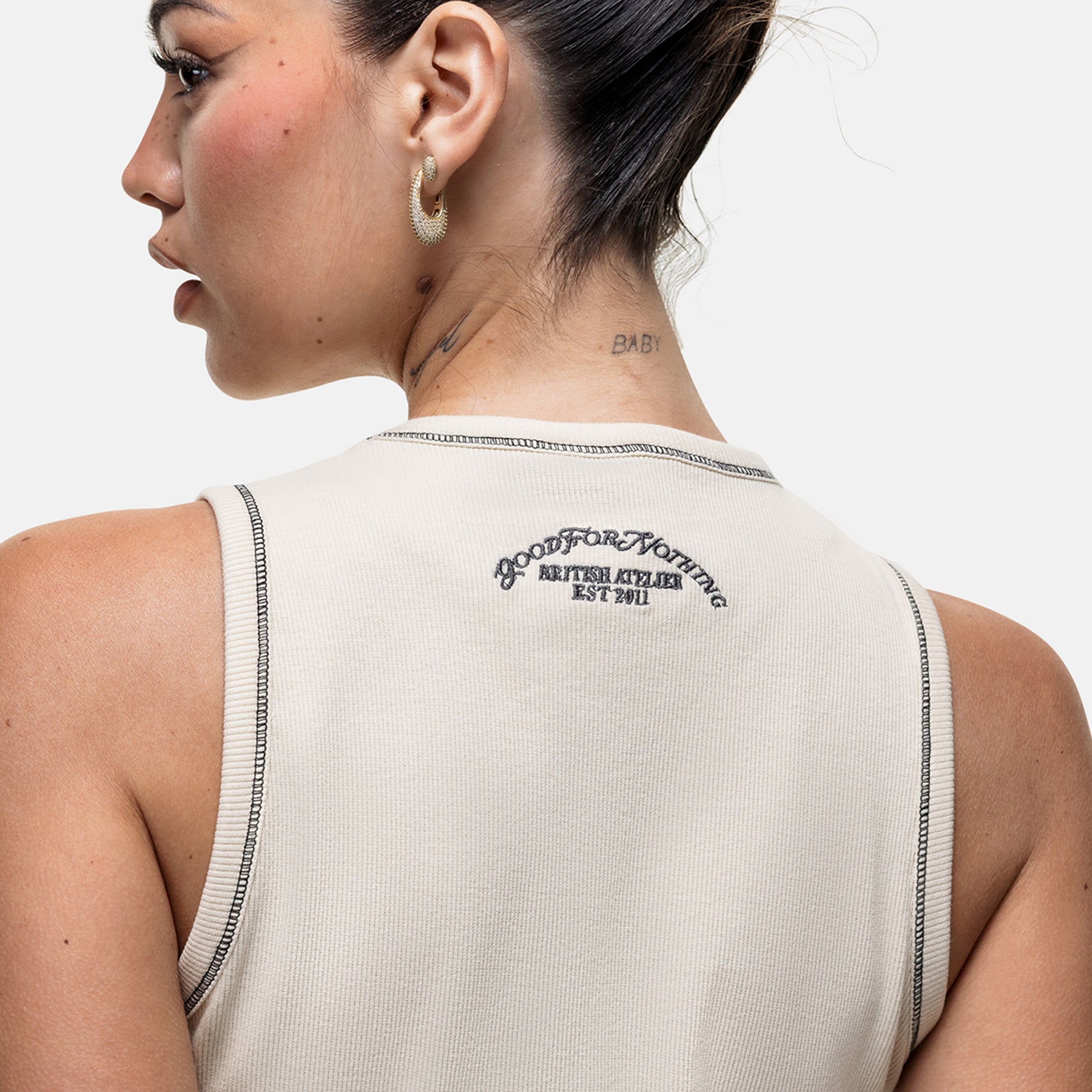 Overlock Vintage White Vest Top