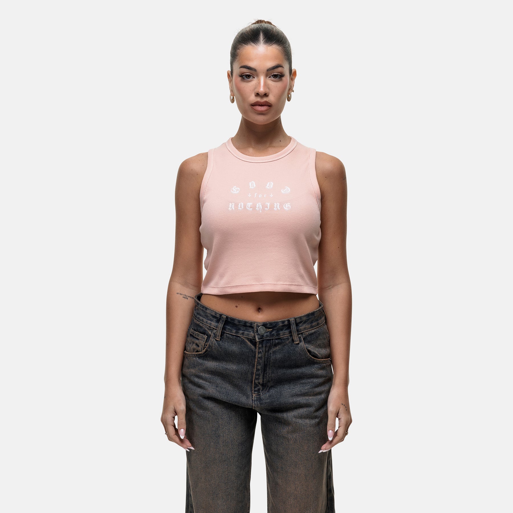 California Ribbed Pink Vest Top