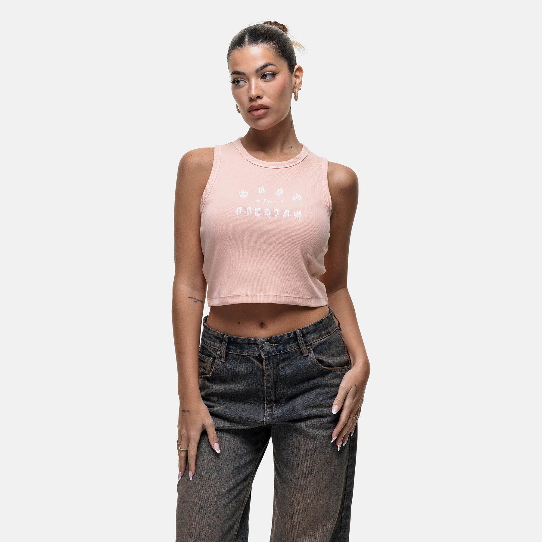 California Ribbed Pink Vest Top