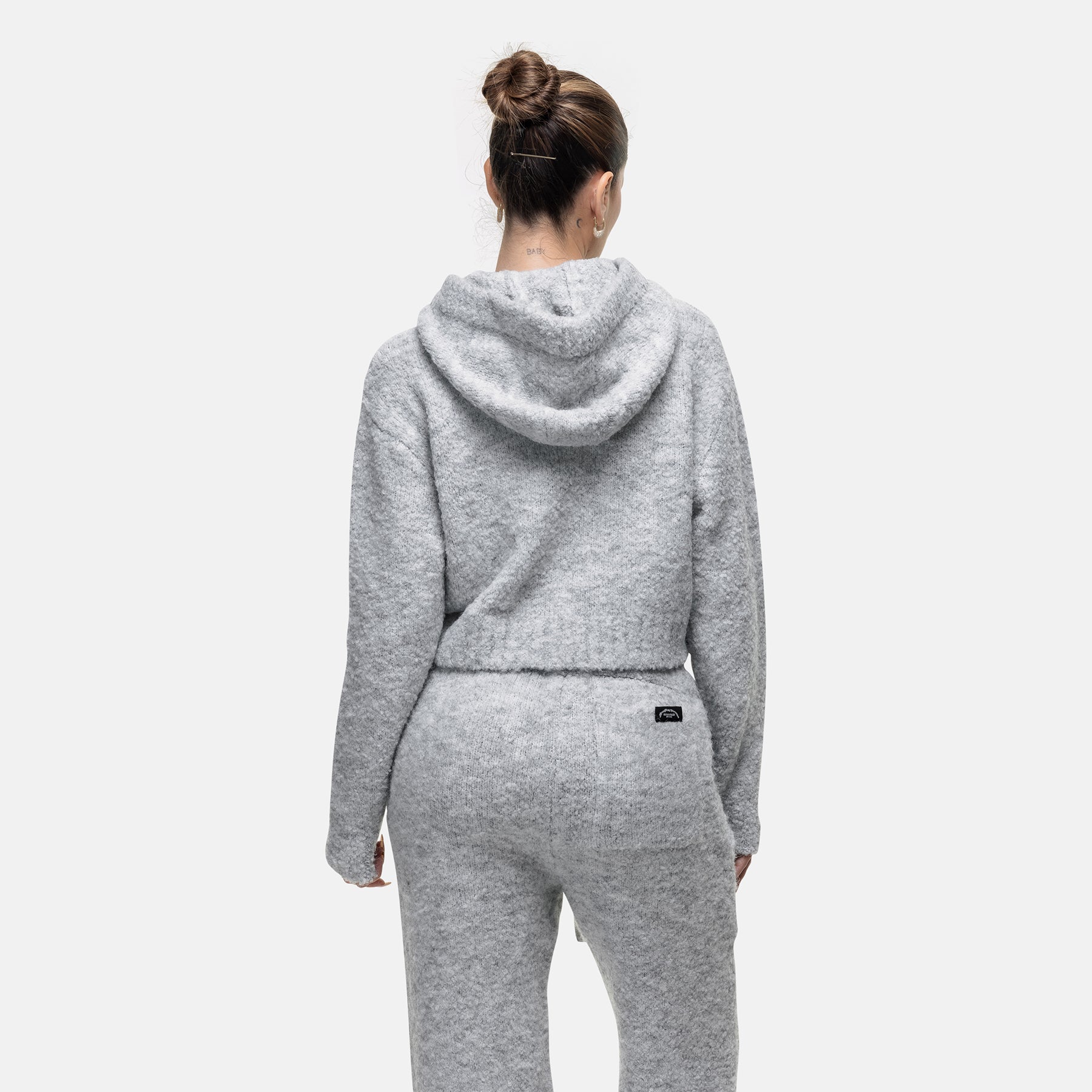 Cozy Boucle Knitwear Grey Hoodie